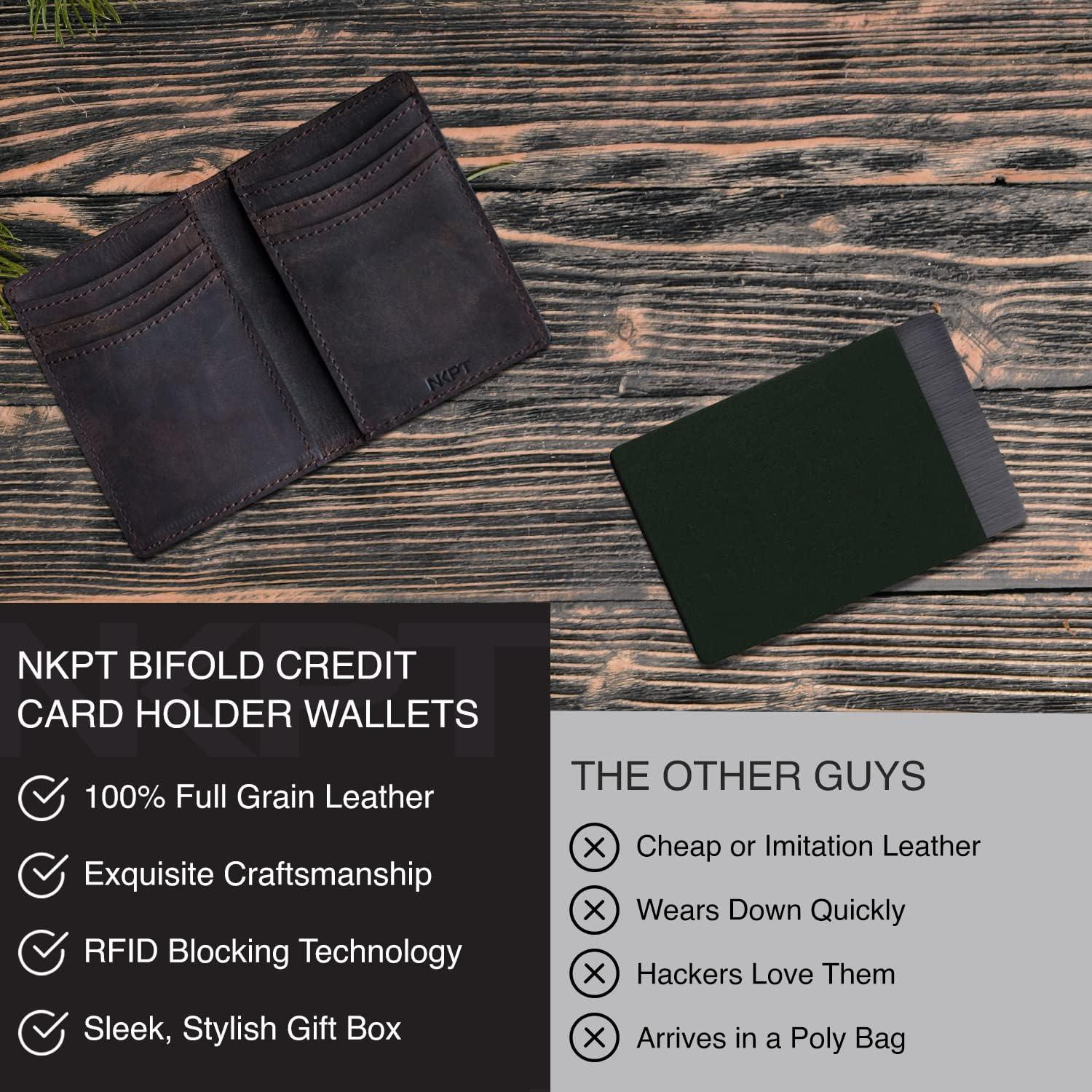 Billetera de Cuero Premium RFID para Hombres - Slim Marrón Clásico