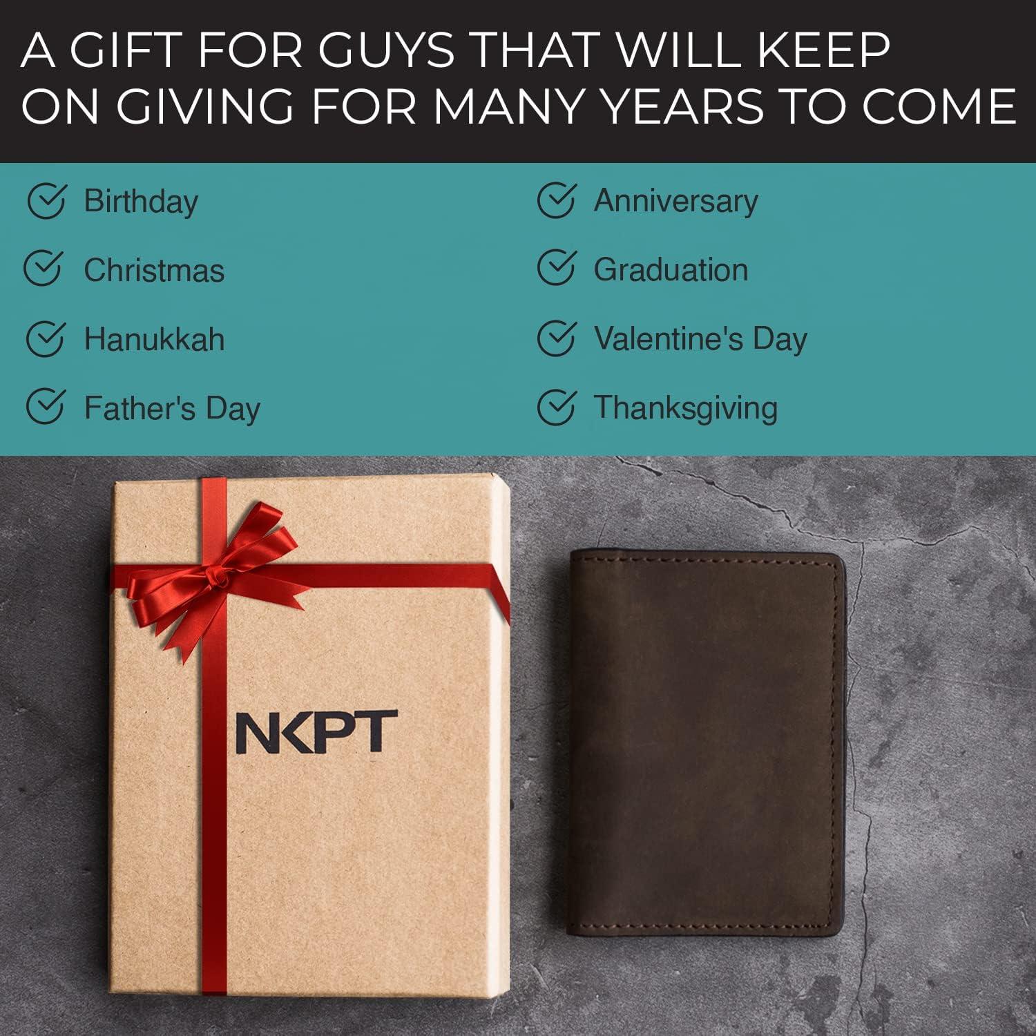 Billetera de Cuero Premium RFID para Hombres - Slim Marrón Clásico