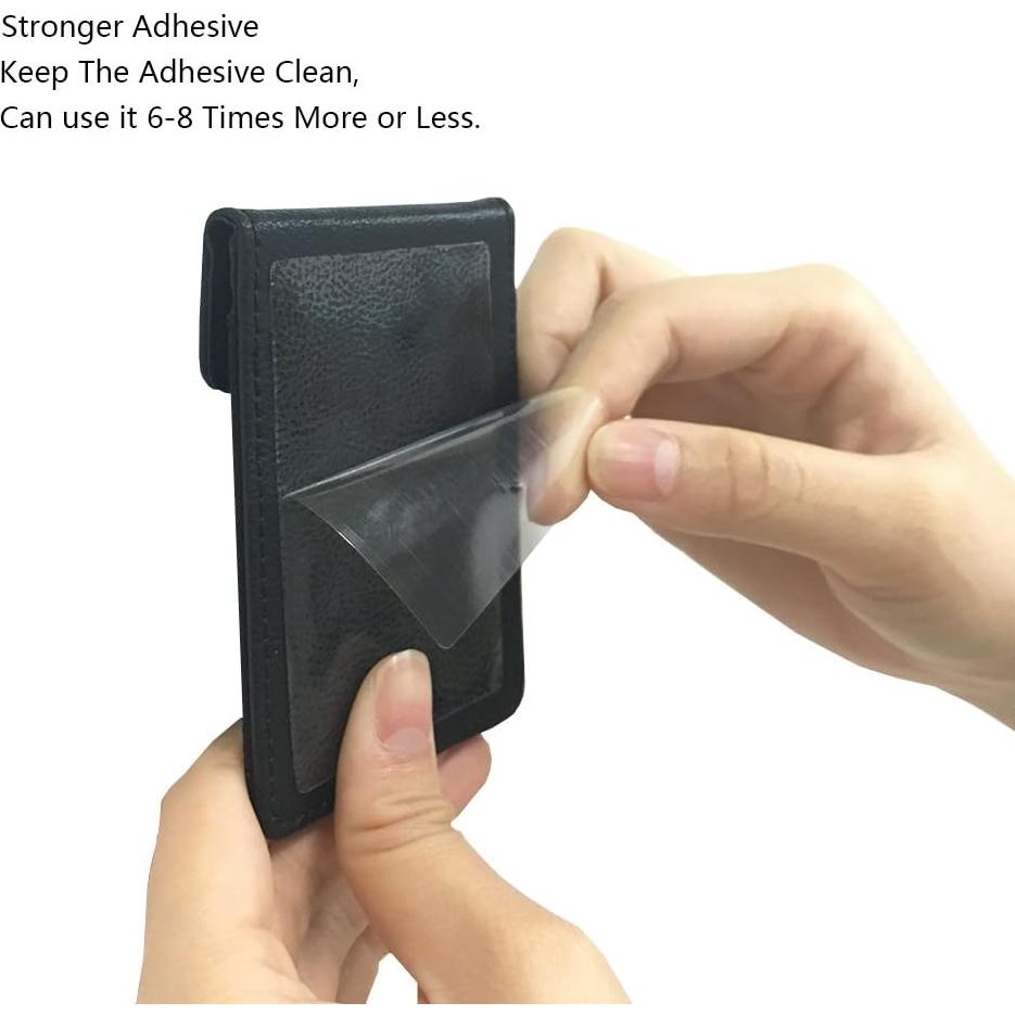 Billetera de cuero autoadhesiva FRIFUN para tarjetas - Negro