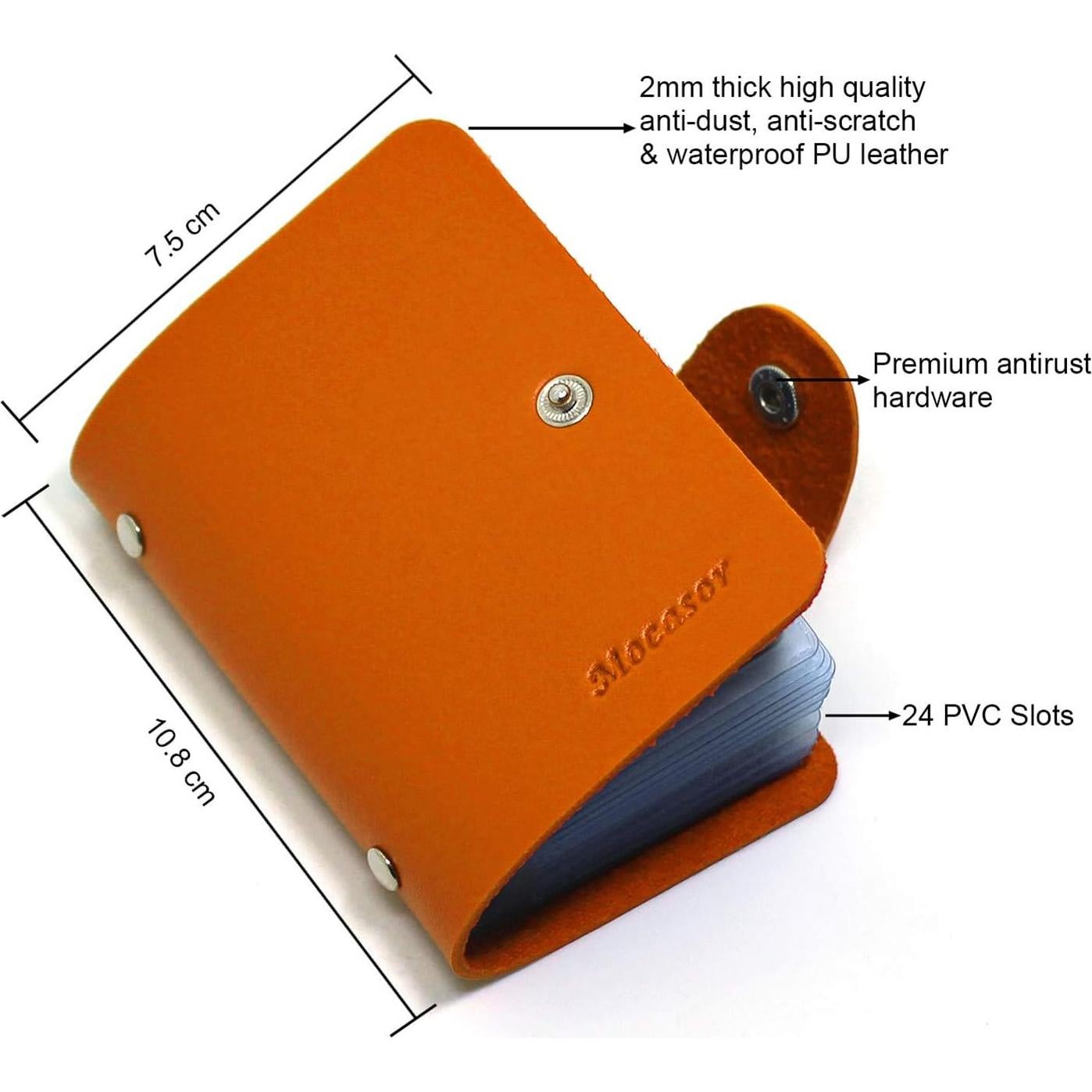 Porta Tarjetas de Crédito Mocasor de Cuero PU Naranja 24 Ranuras