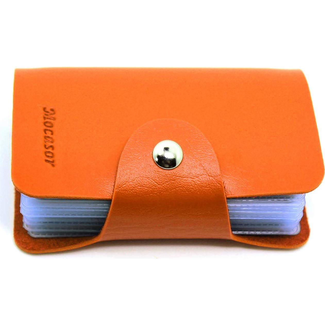 Porta Tarjetas de Crédito Mocasor de Cuero PU Naranja 24 Ranuras