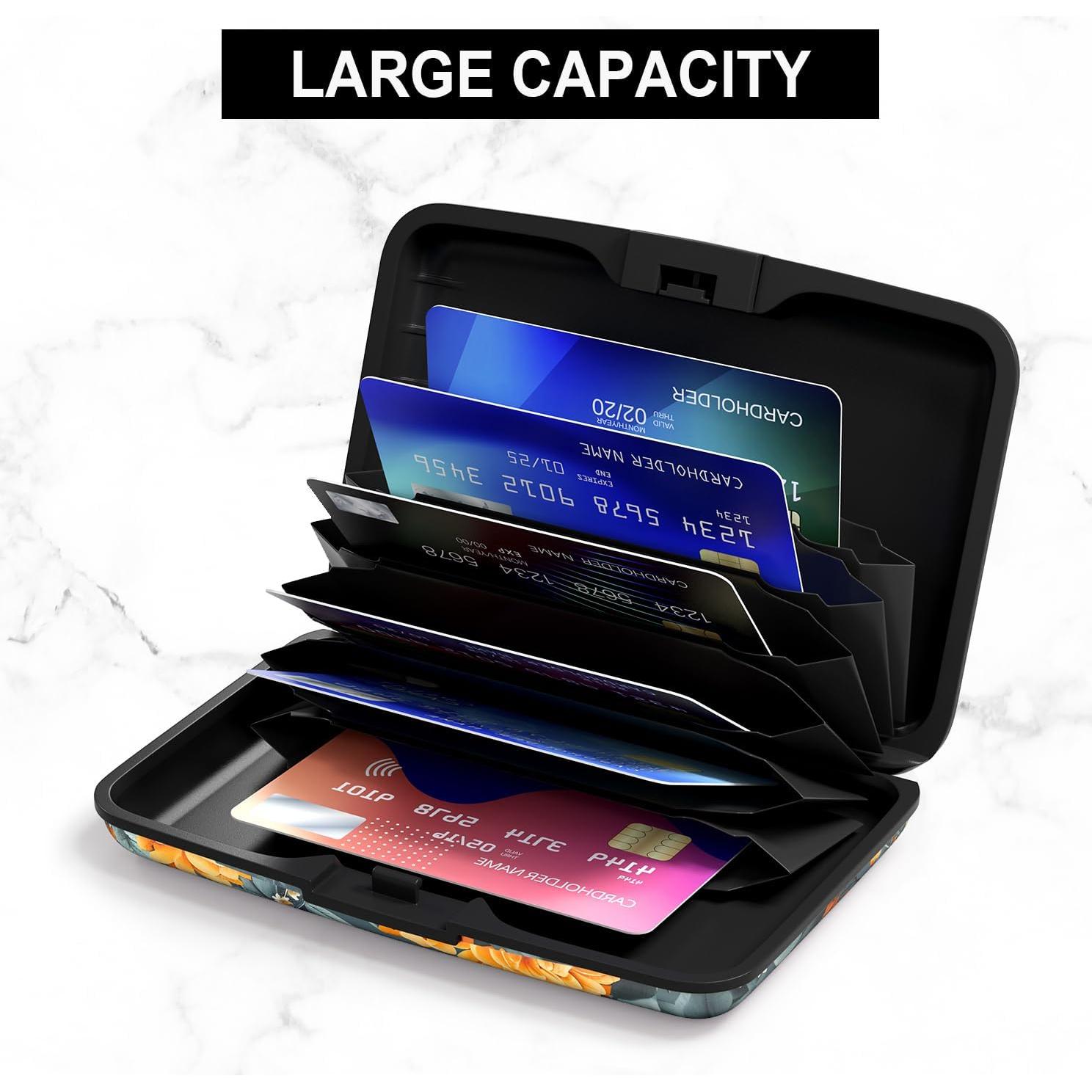 Cartera de Tarjetas de Crédito Atufsuat RFID Floral Dura 11x7 cm