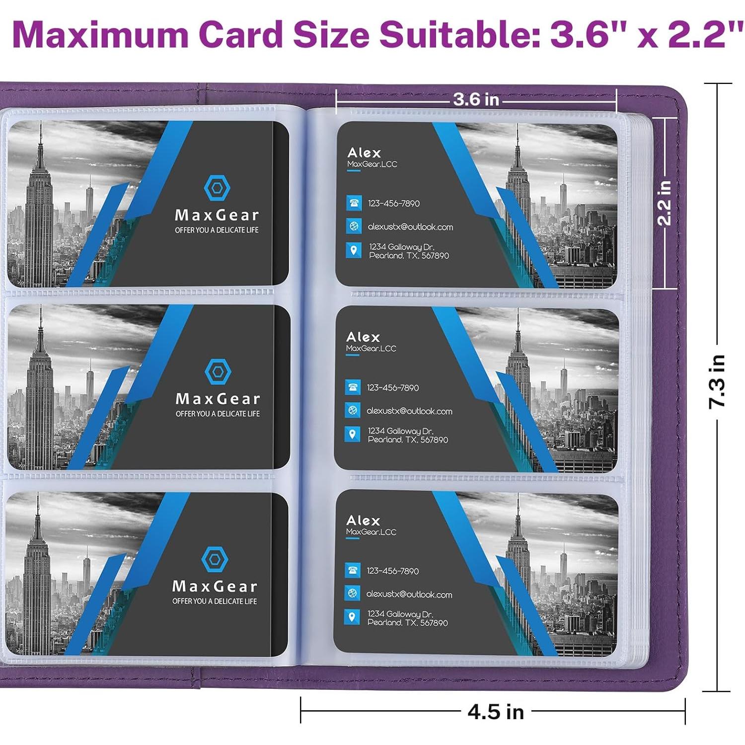 Organizador de Tarjetas de Negocios MaxGear, 240 Tarjetas, Púrpura