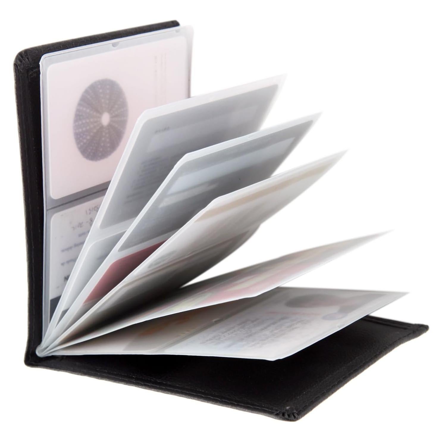 Billetera Antirrobo RFID de Cuero Negro - 12 Ranuras para Tarjetas