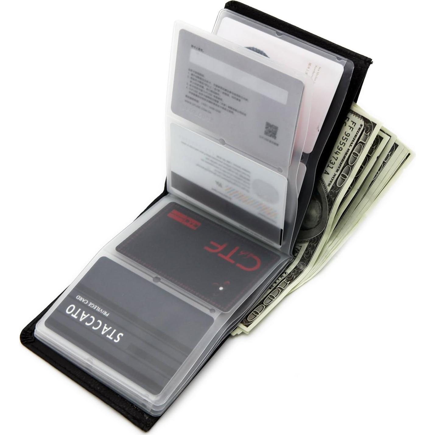 Billetera Antirrobo RFID de Cuero Negro - 12 Ranuras para Tarjetas