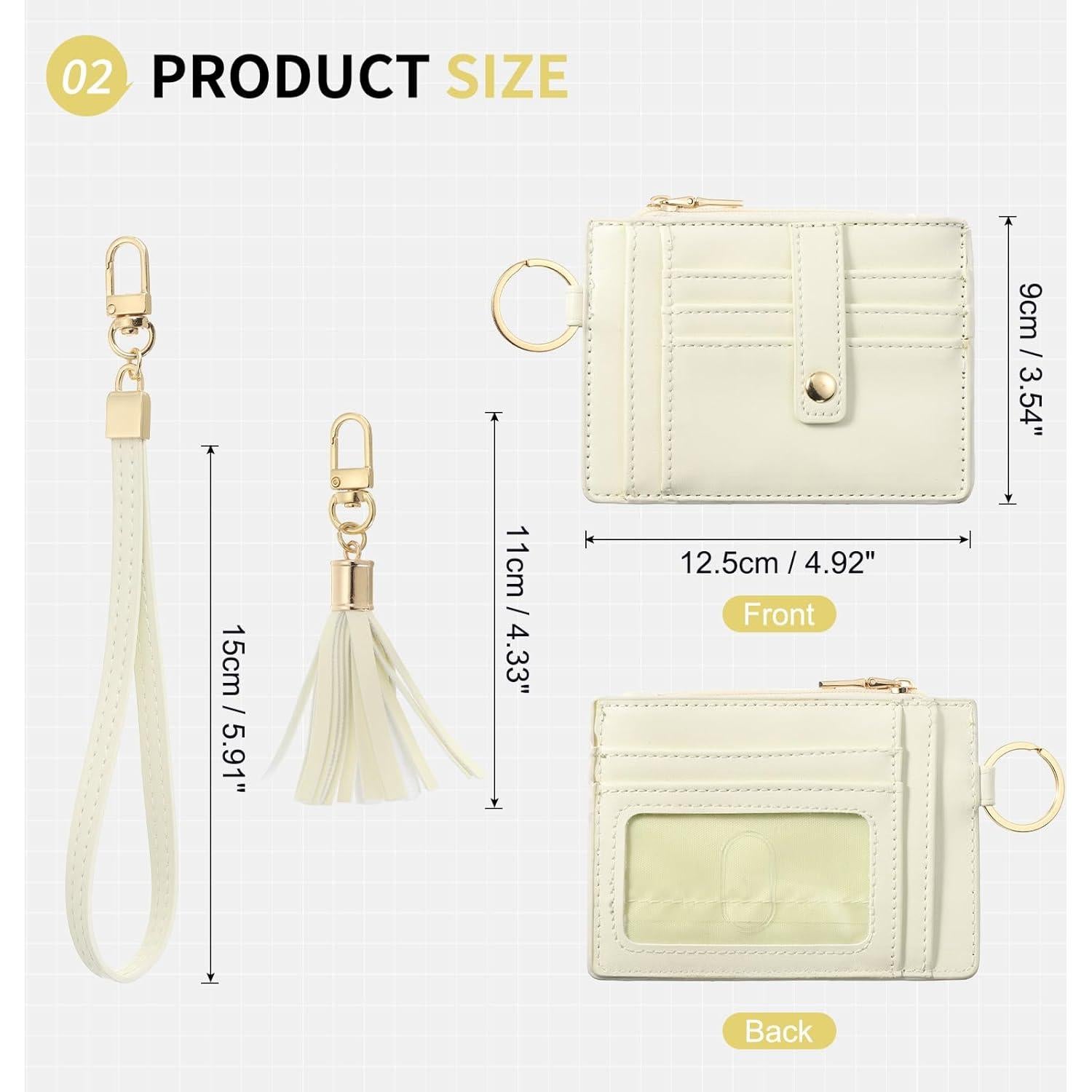 Cartera Slim de Cuero PU SUIKIHUM Beige - 8 Ranuras para Tarjetas