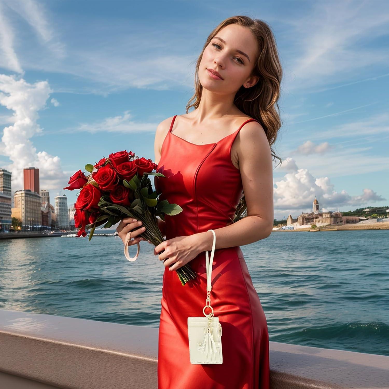 Cartera Slim de Cuero PU SUIKIHUM Beige - 8 Ranuras para Tarjetas