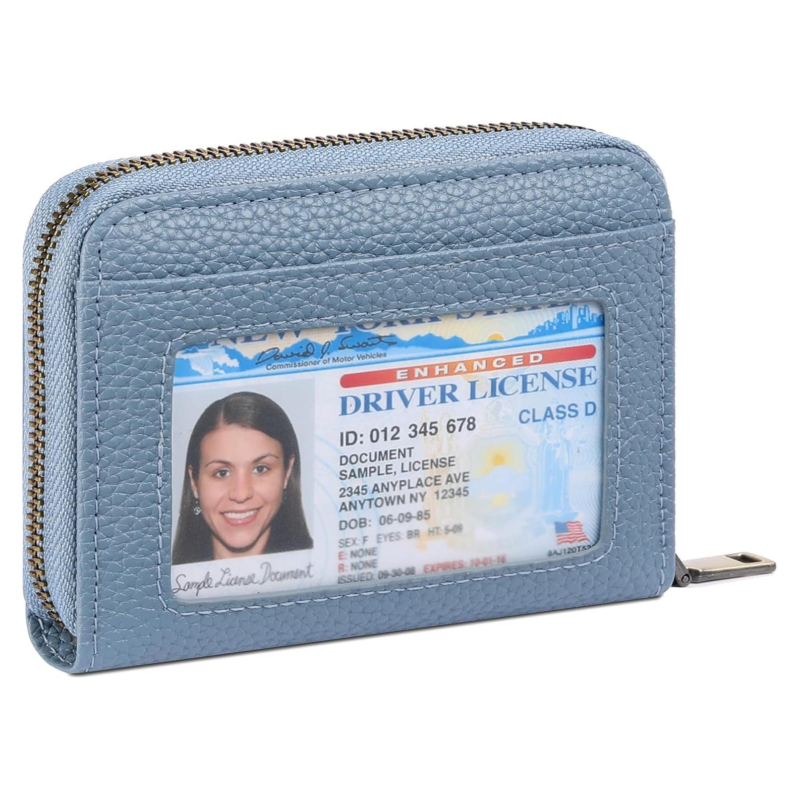 Cartera de Cuero SENDEFN para Mujeres con Bloqueo RFID Azul
