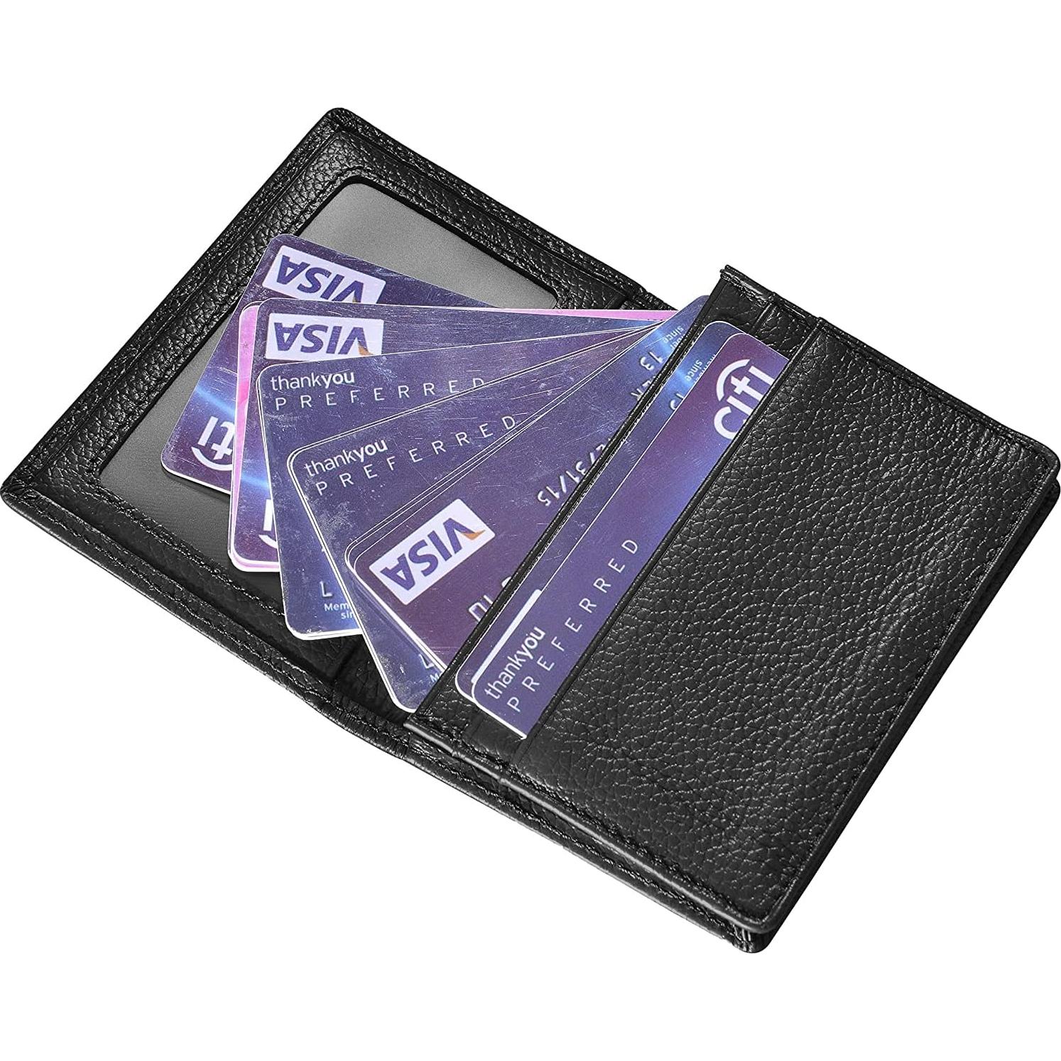 Cartera de Tarjetas de Negocios Outrip Cuero Genuino Negro