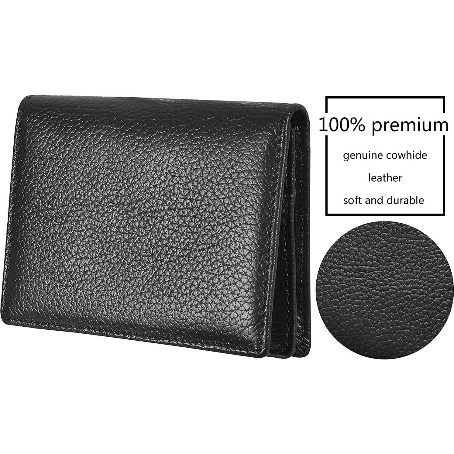 Cartera de Tarjetas de Negocios Outrip Cuero Genuino Negro