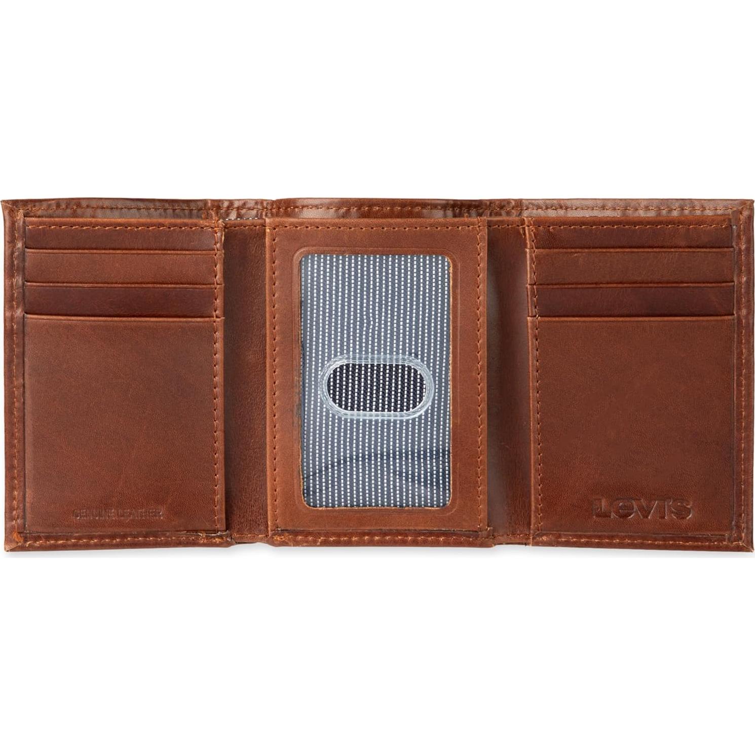 Billetera Trifold RFID Levi's para Hombre - Cuero Marrón