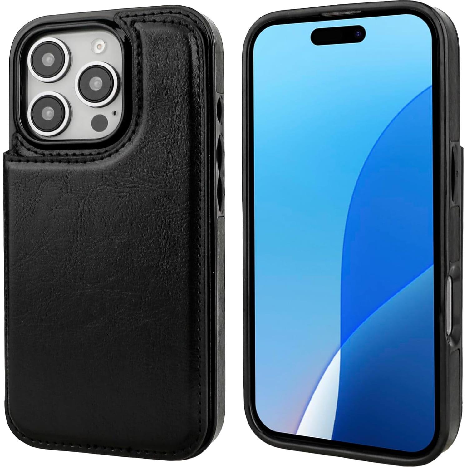 Funda de Cartera ONETOP para iPhone 16 Pro - Cuero PU Negro