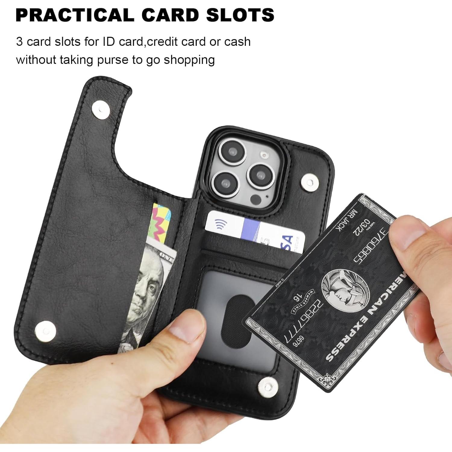 Funda de Cartera ONETOP para iPhone 16 Pro - Cuero PU Negro