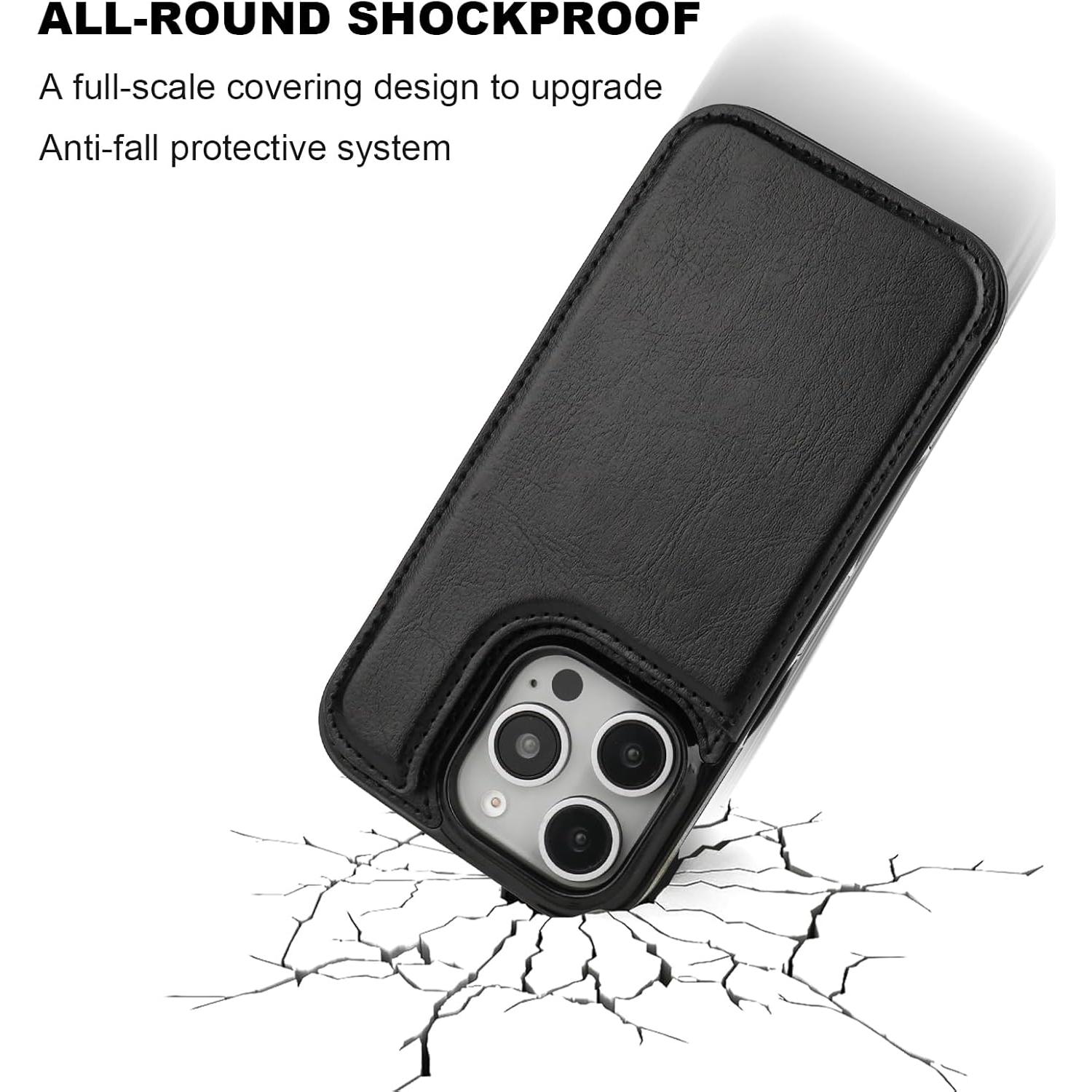 Funda de Cartera ONETOP para iPhone 16 Pro - Cuero PU Negro