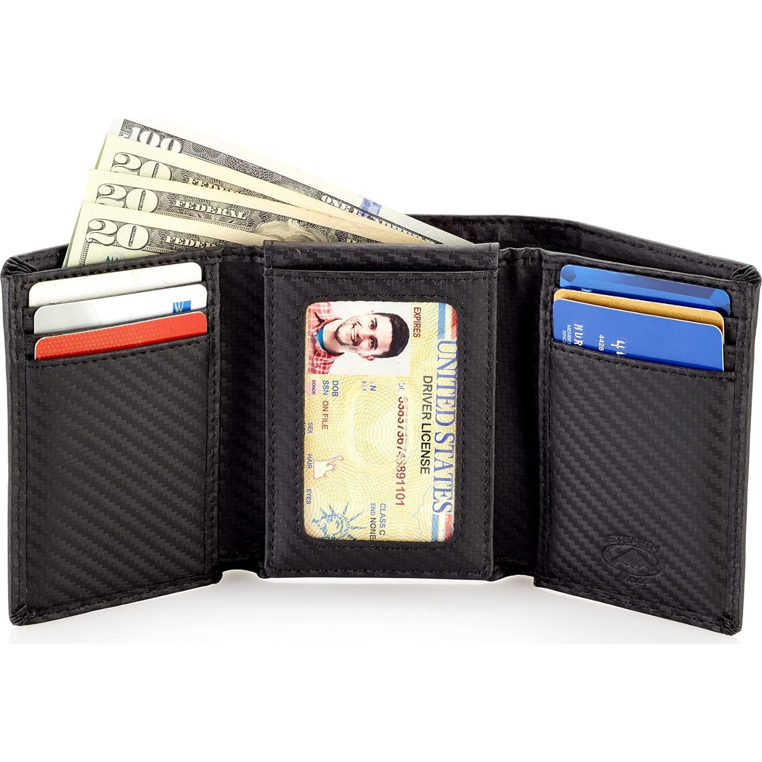 Cartera Trifold Stealth Mode con Bloqueo RFID - Fibra de Carbono
