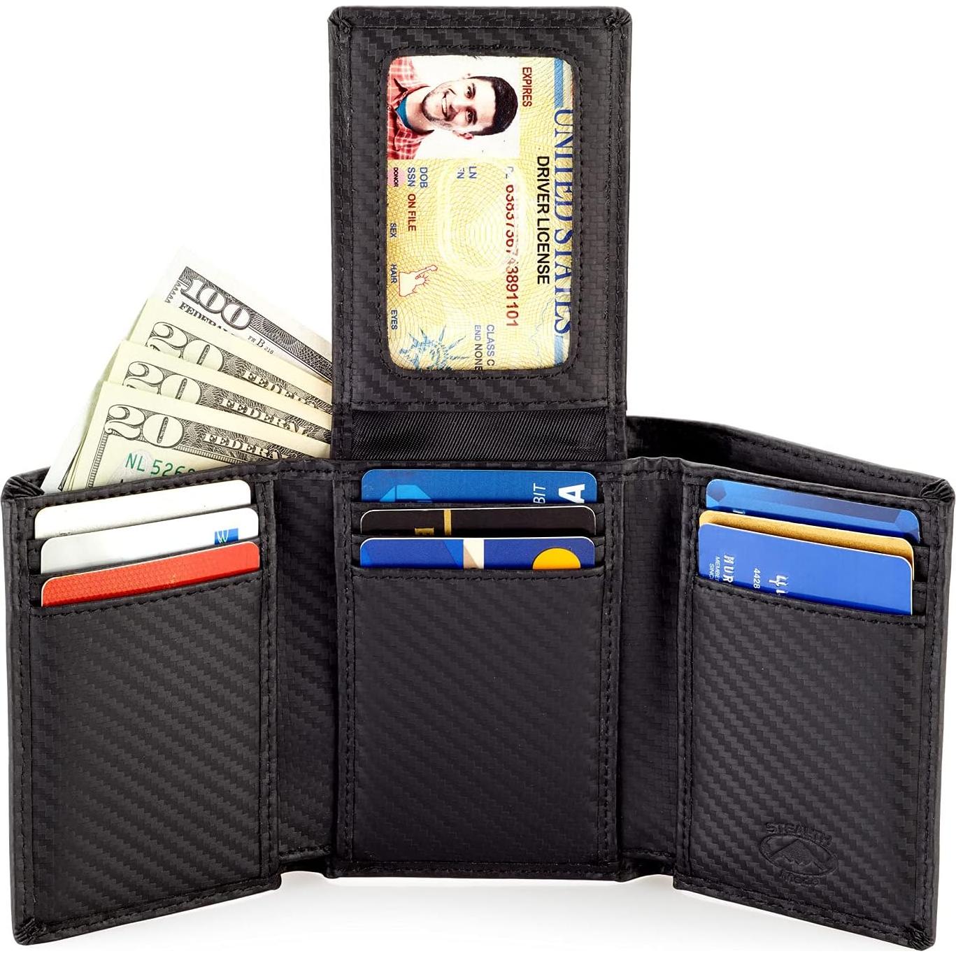 Cartera Trifold Stealth Mode con Bloqueo RFID - Fibra de Carbono