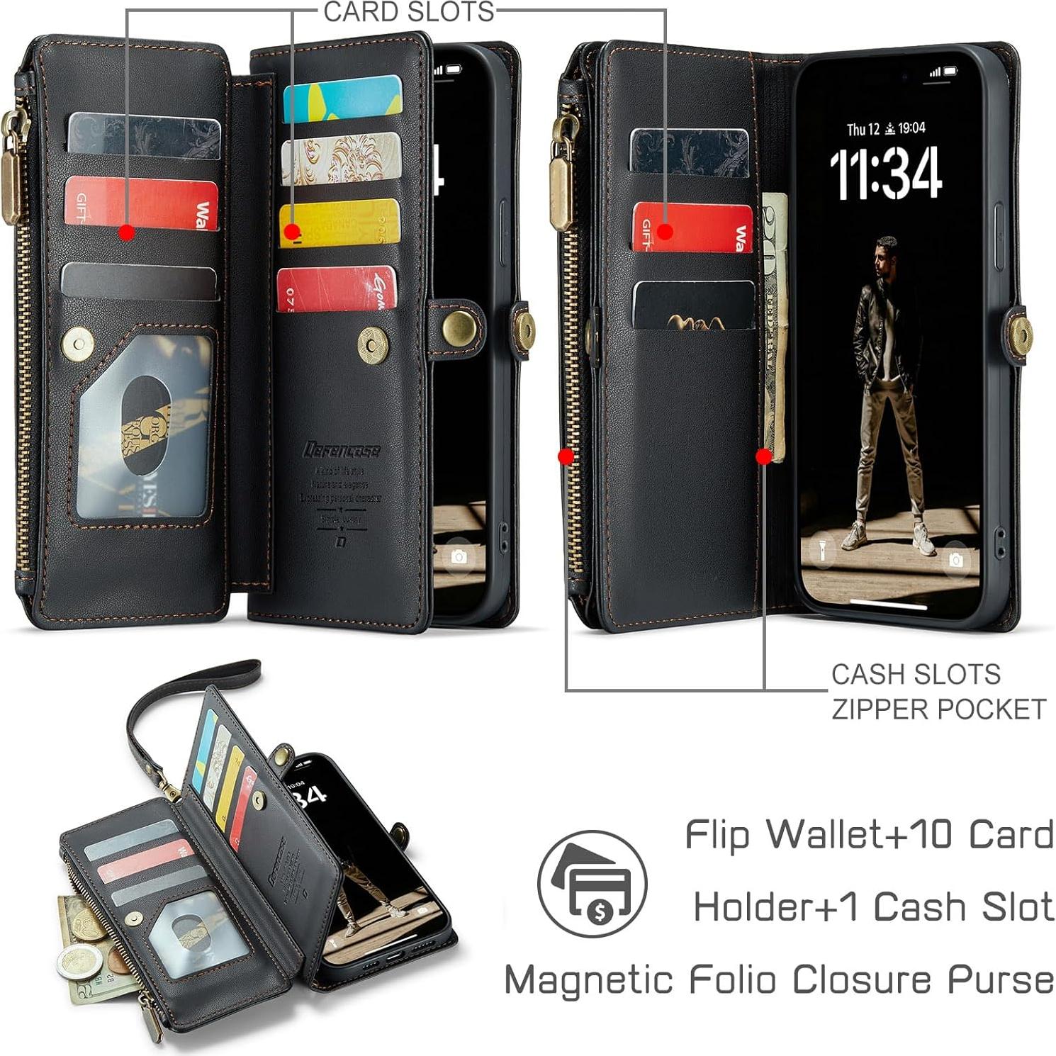 Funda Cartera Defencase para iPhone 14 Pro Max Negro RFID