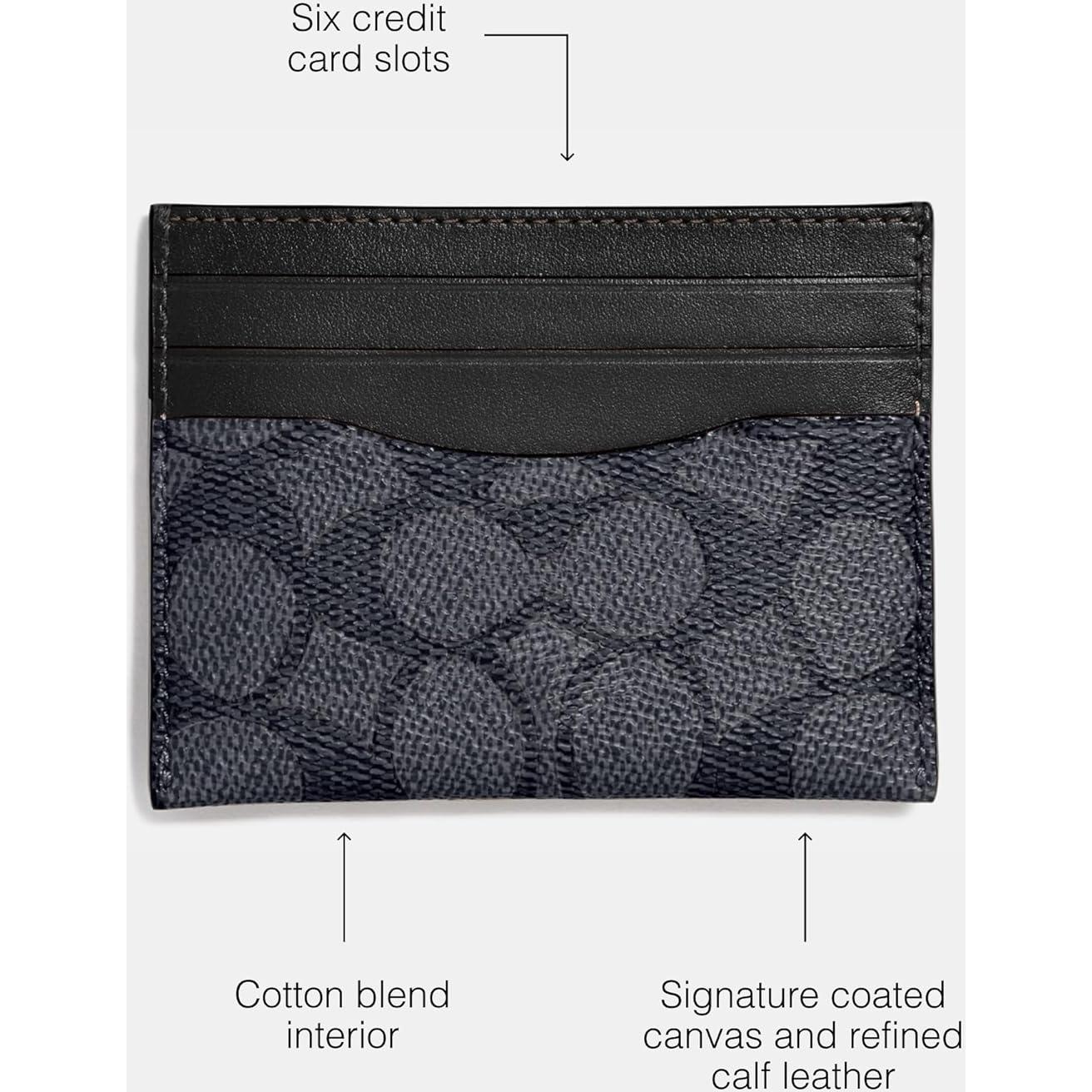 Funda plana para tarjetas Coach carbón/negro, tamaño único