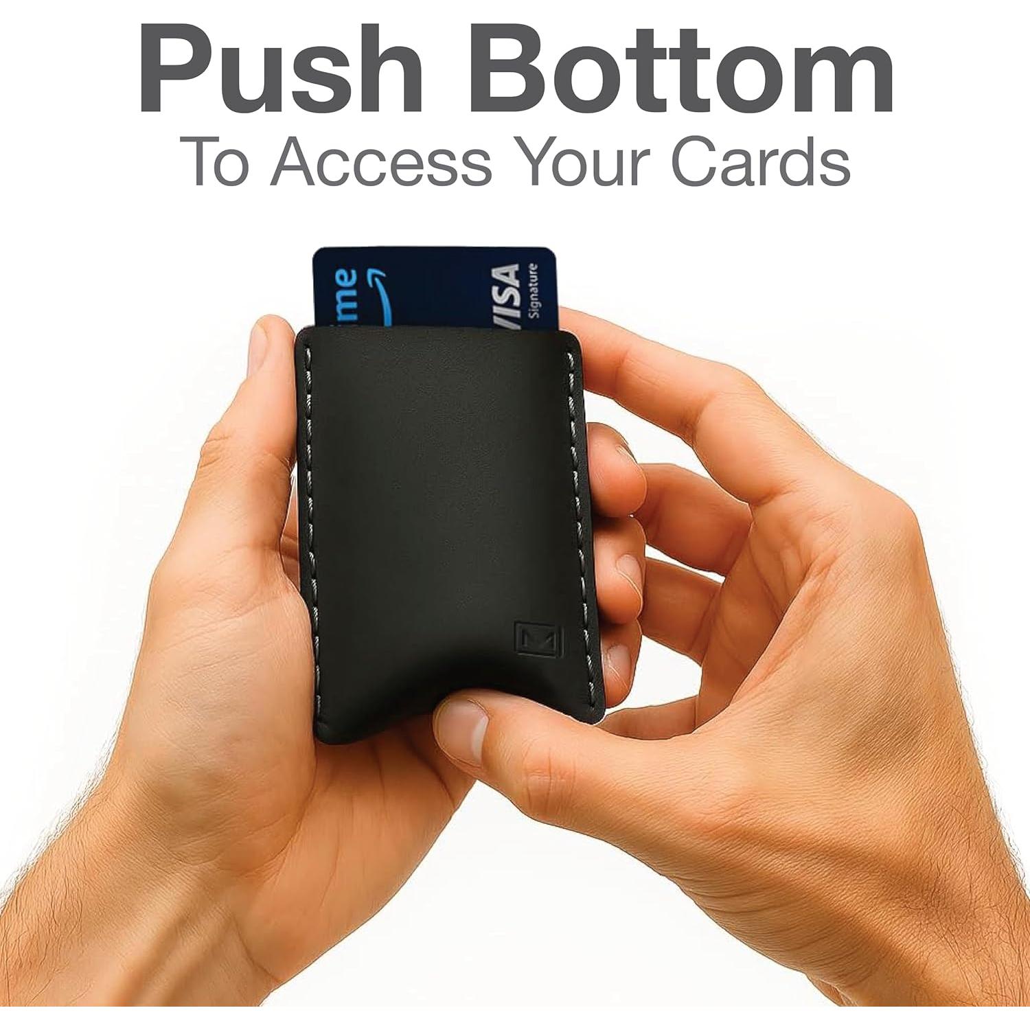 Billetera de Cuero Minimalista Modern Carry - Soporte para 2 a 10 Tarjetas - Negro