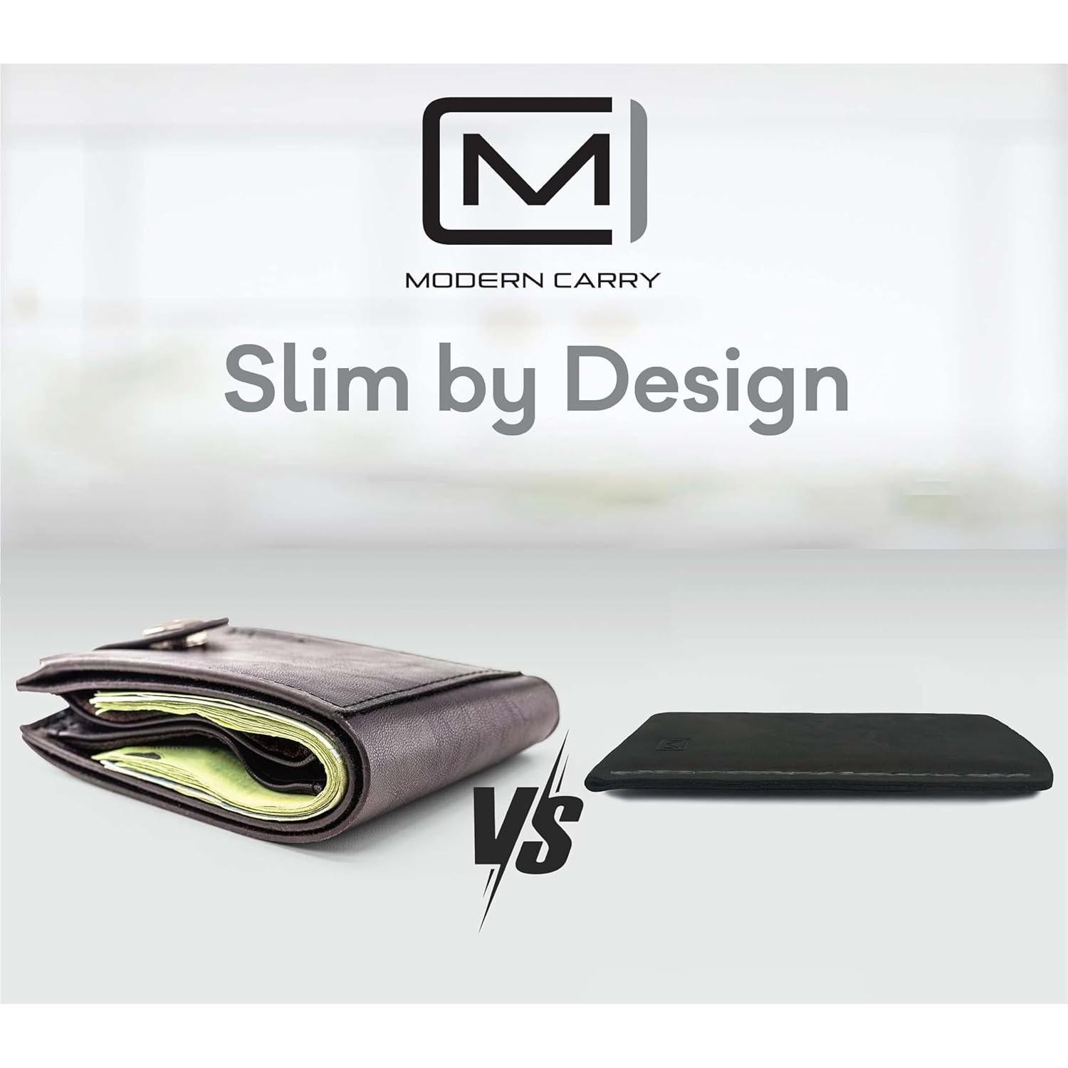 Billetera de Cuero Minimalista Modern Carry - Soporte para 2 a 10 Tarjetas - Negro