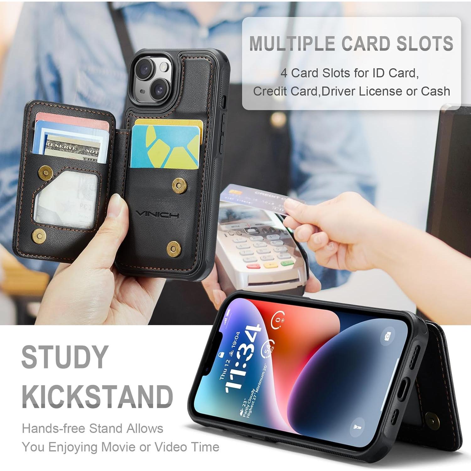 Funda de Cartera Vinich para iPhone 13 con Soporte y RFID