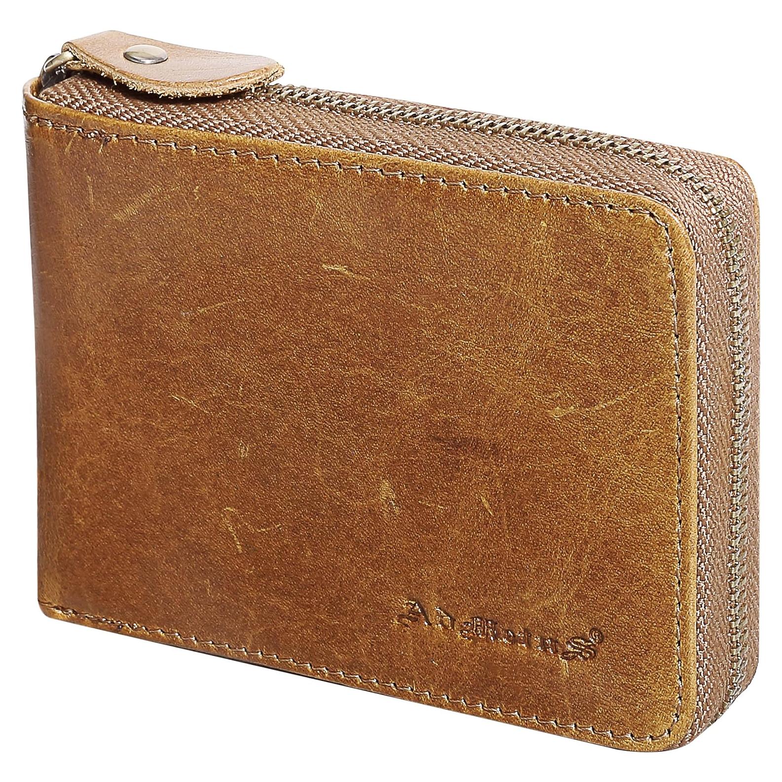 Billetera Bifold de Cuero Admetus con Bloqueo RFID Marrón