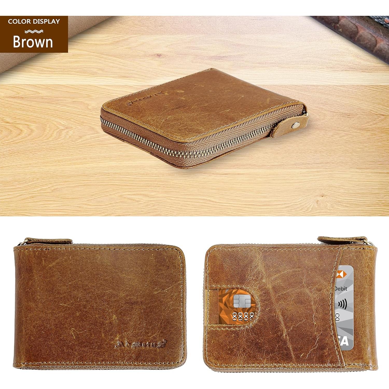 Billetera Bifold de Cuero Admetus con Bloqueo RFID Marrón