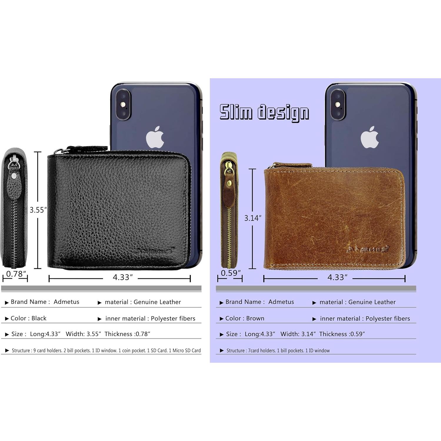 Billetera Bifold de Cuero Admetus con Bloqueo RFID Marrón