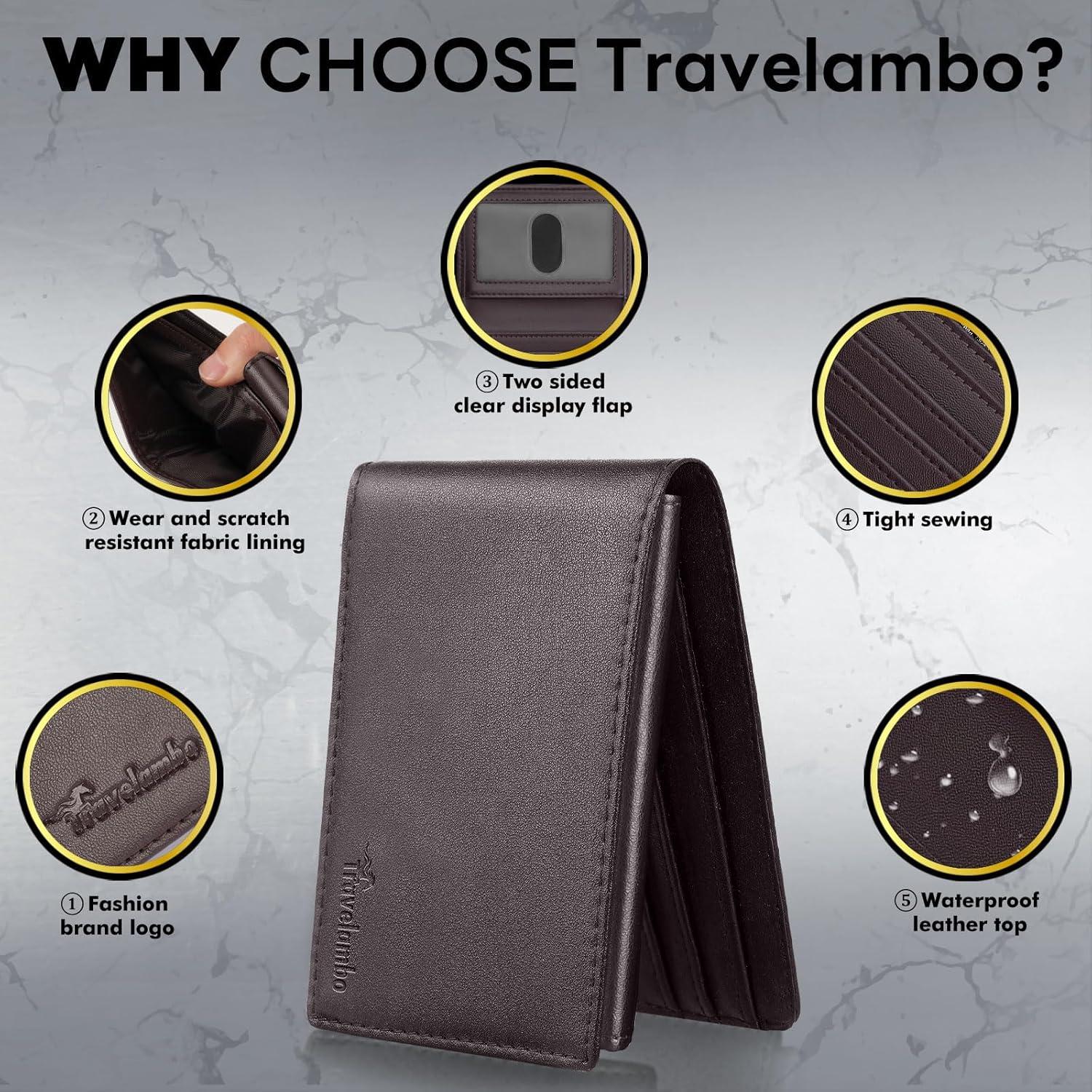 Billetera Minimalista Slim Bifold Travelambo para Hombres con Bloqueo RFID