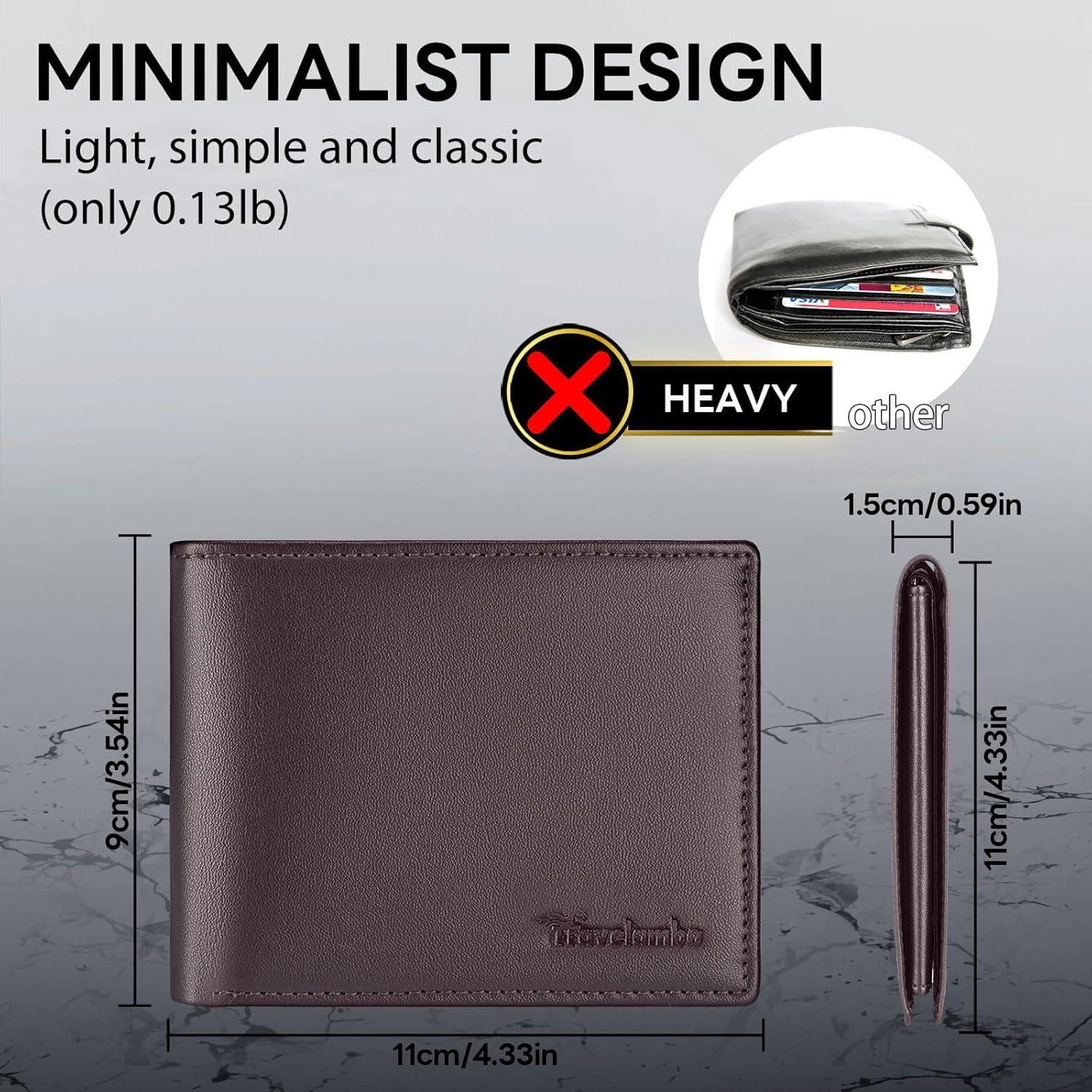 Billetera Minimalista Slim Bifold Travelambo para Hombres con Bloqueo RFID
