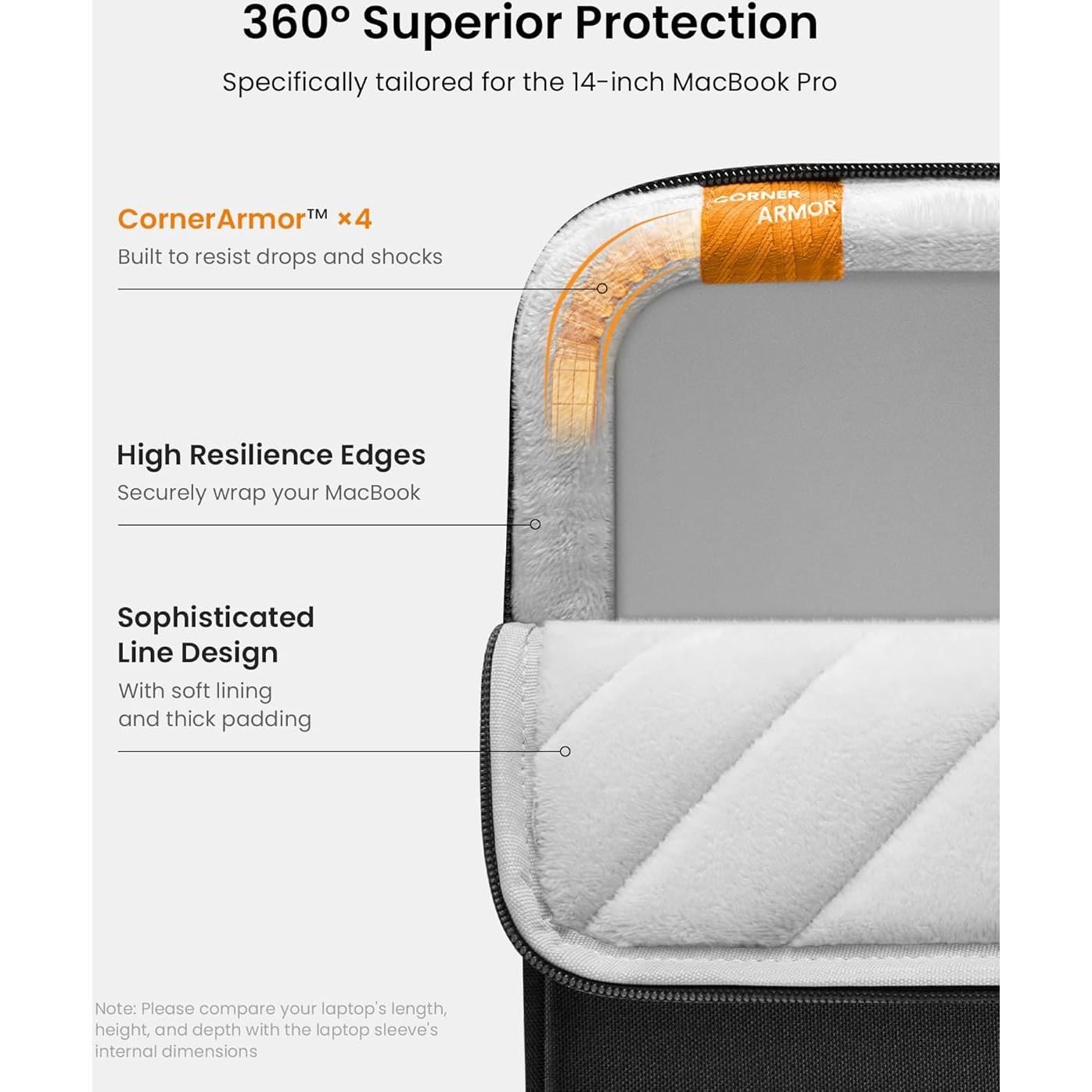 Funda Protectora tomtoc 360 para MacBook Pro 14" Negro