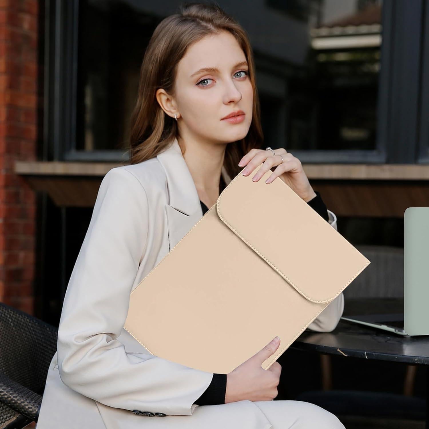 Funda para Laptop MOSISO 13" Albaricoque Cuero Sintético