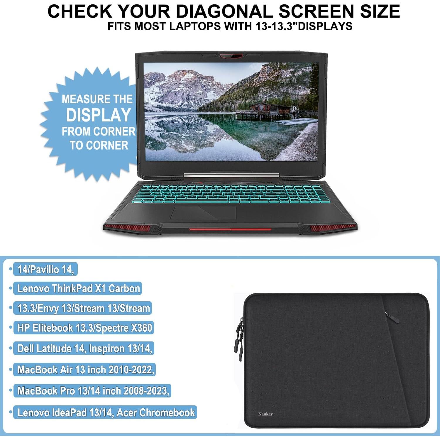 Funda para Laptop 13.3" Naukay Negra Impermeable y Protectora