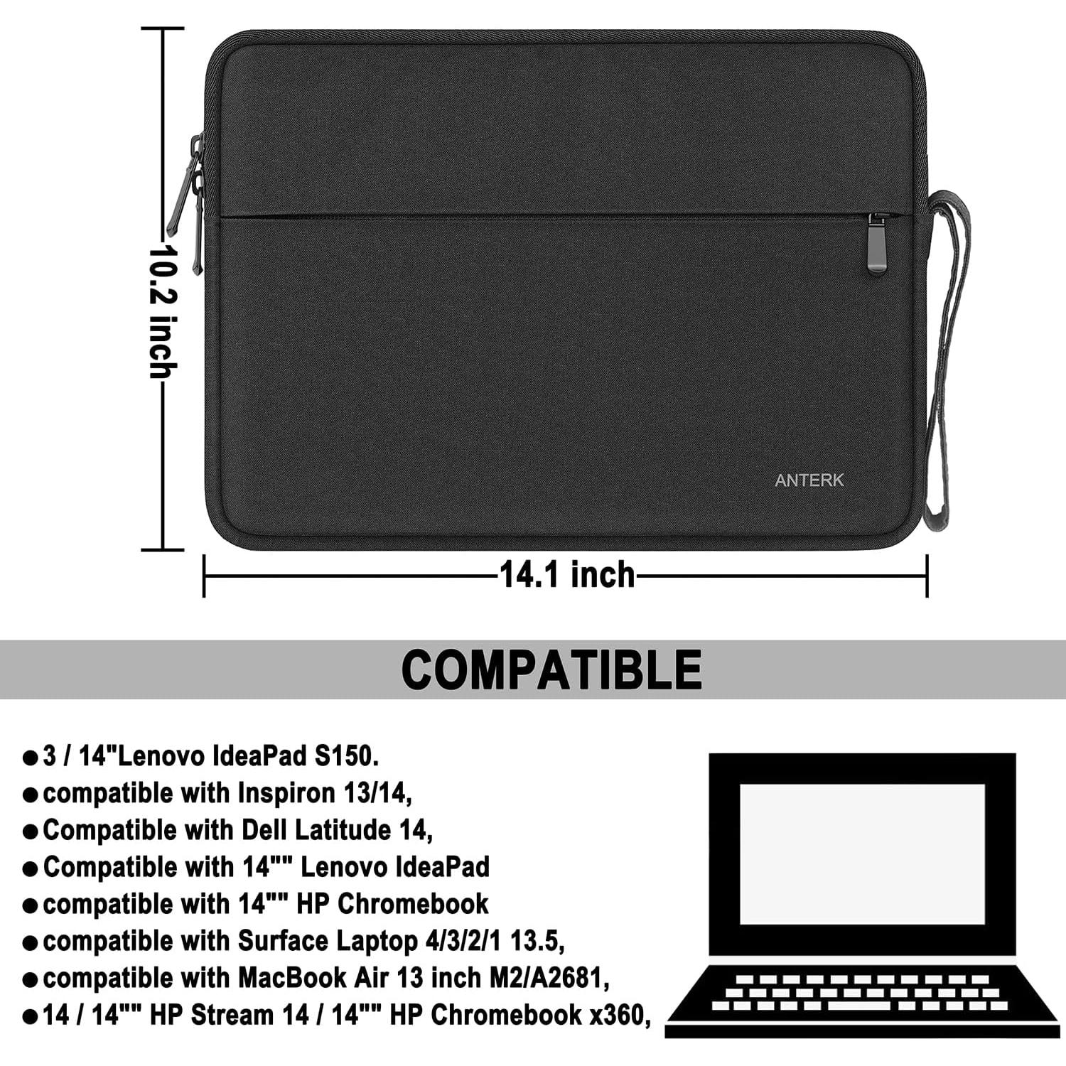 Funda para Laptop ANTERK 14" Resistente al Agua Negra