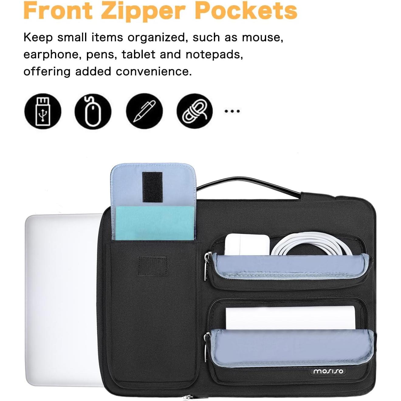 Funda Protectora para Laptop 13.3" MOSISO Negra con 3 Bolsillos