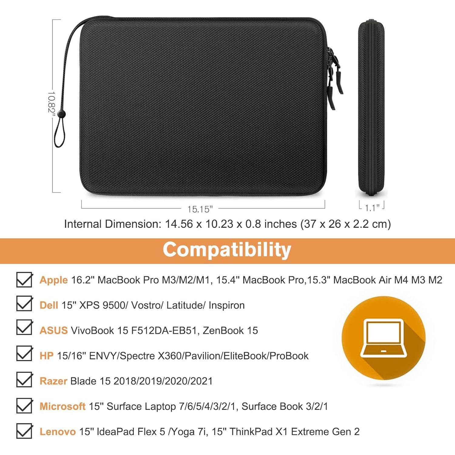 FINPAC Funda Dura Impermeable para Laptop 15-16" Negra