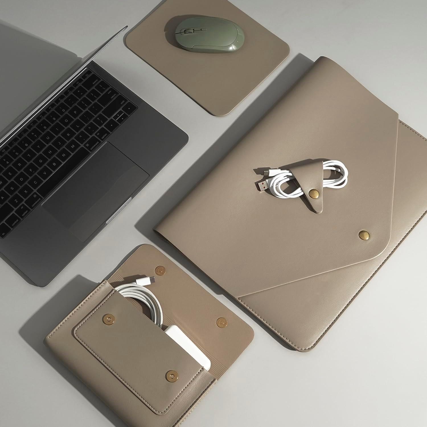 Funda para Laptop Benfan 13" Caqui con Estuche y Alfombrilla