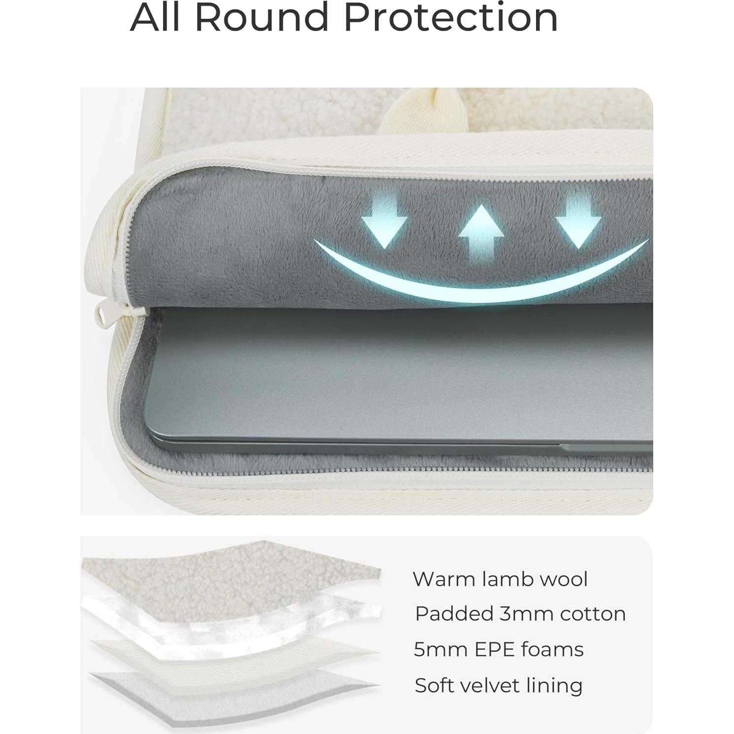 Funda para Laptop 13-14" BAGSMART Beige, Duradera y Acogedora