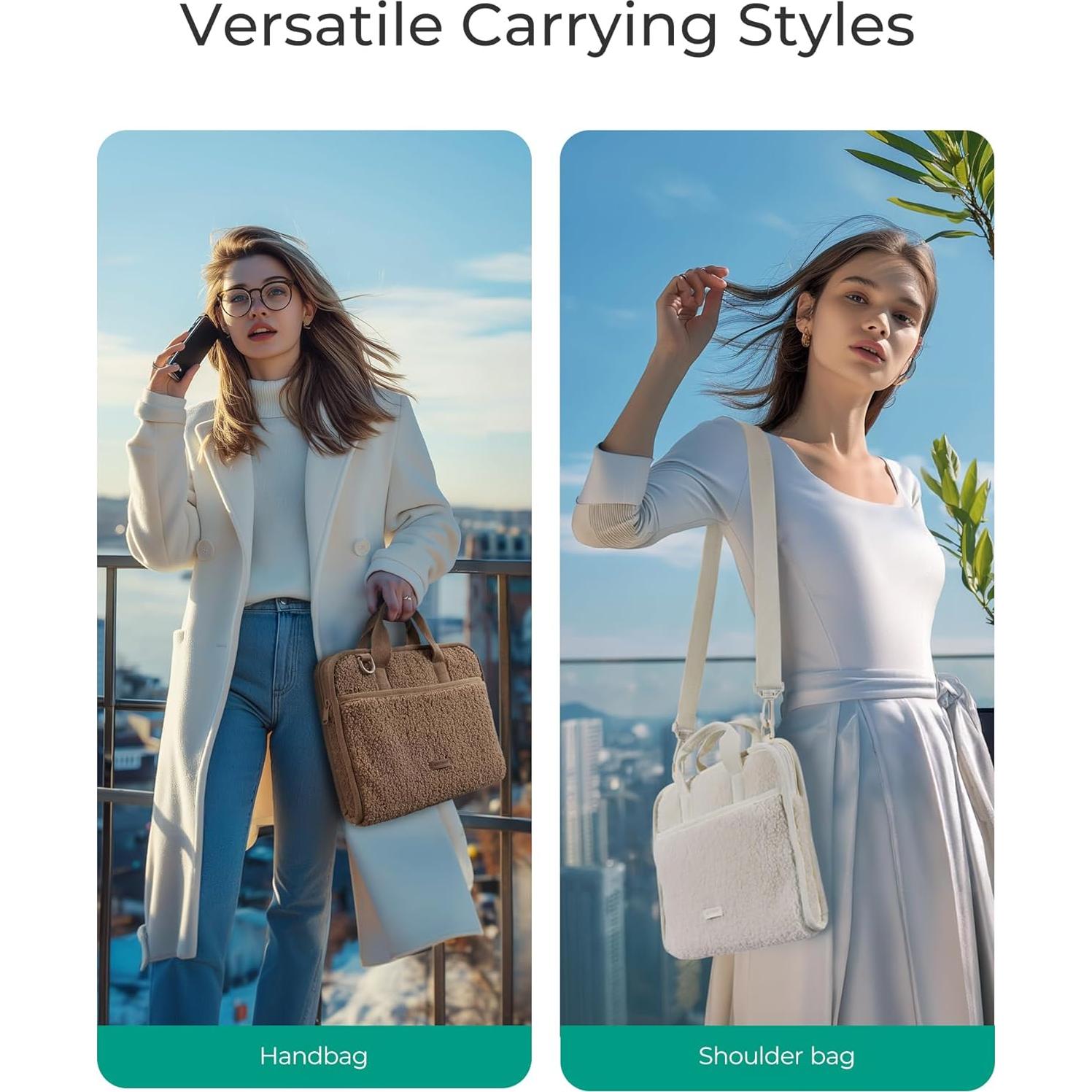 Funda para Laptop 13-14" BAGSMART Beige, Duradera y Acogedora