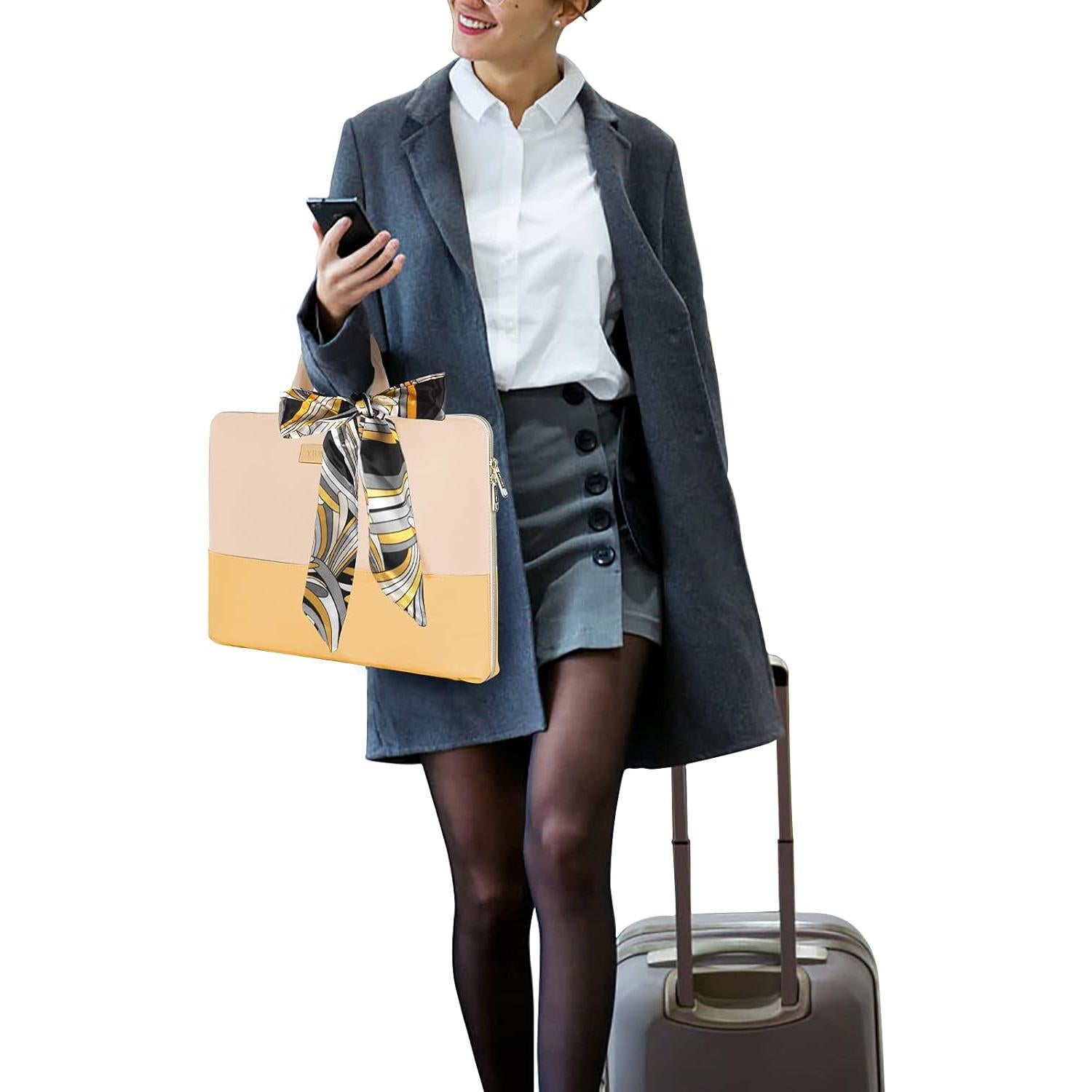 Funda para Laptop 15.6" Ytonet Amarilla, Amigable con TSA