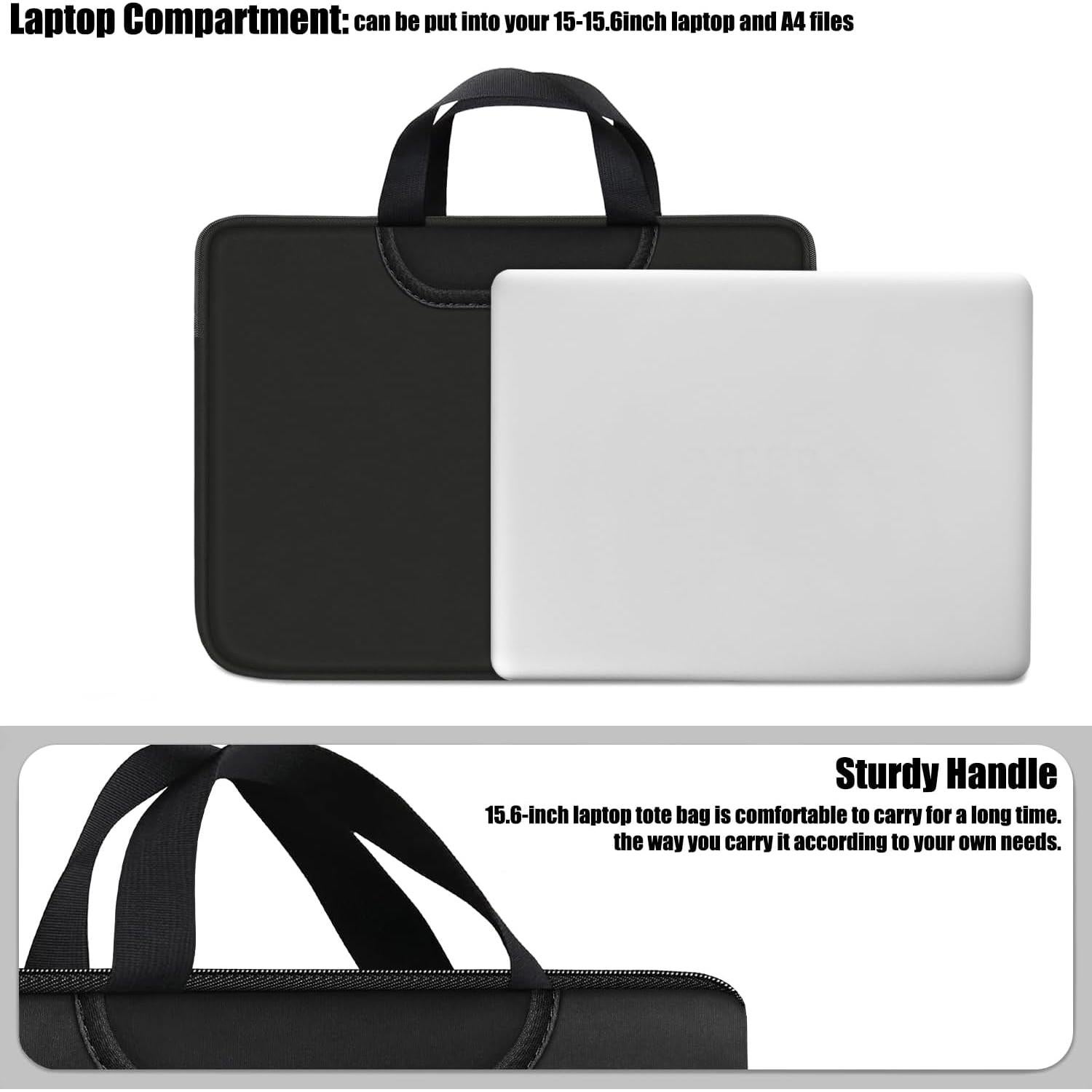 Bolsa de Manga para Laptop Naukay 15.6" Negra con Bolsillos