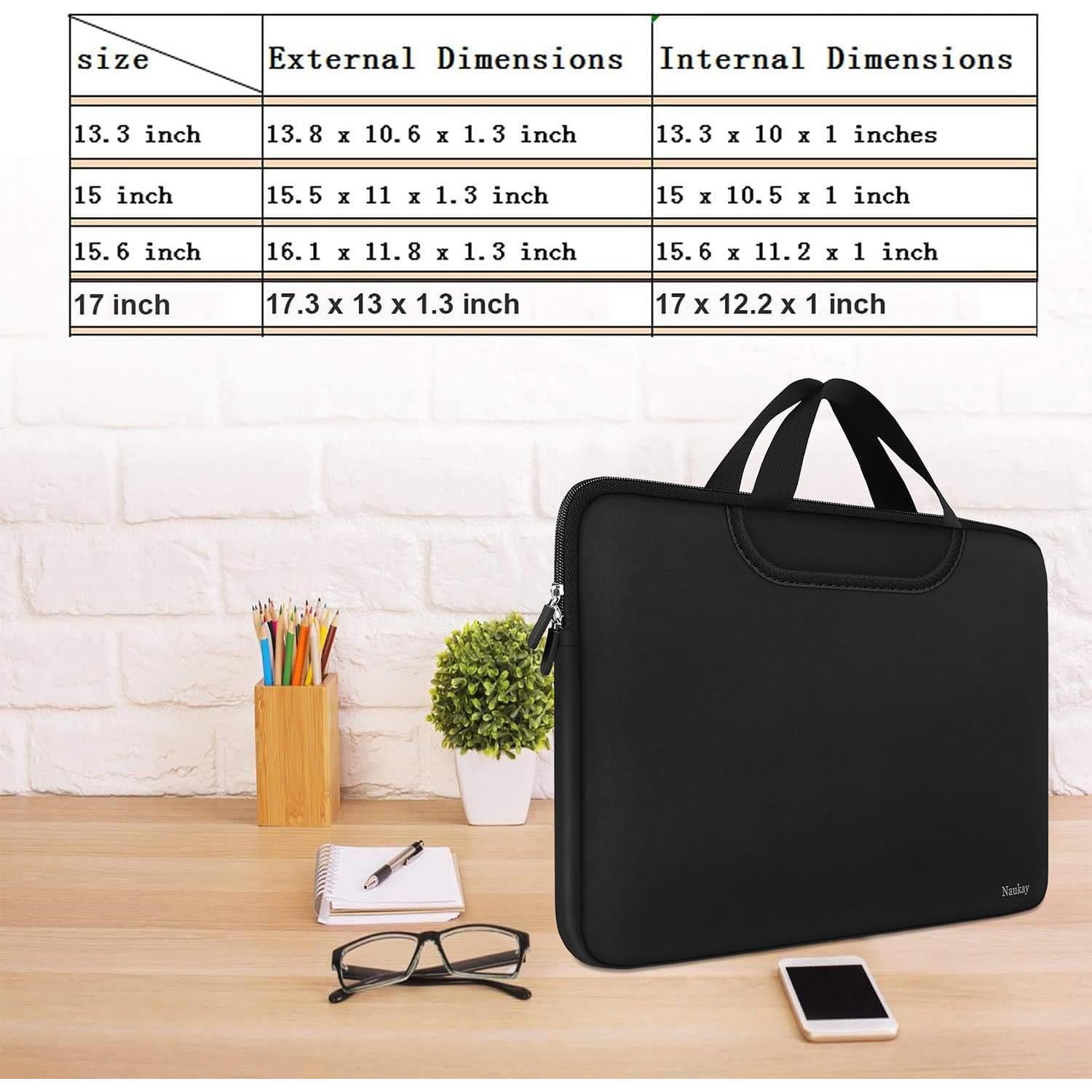 Bolsa de Manga para Laptop Naukay 15.6" Negra con Bolsillos