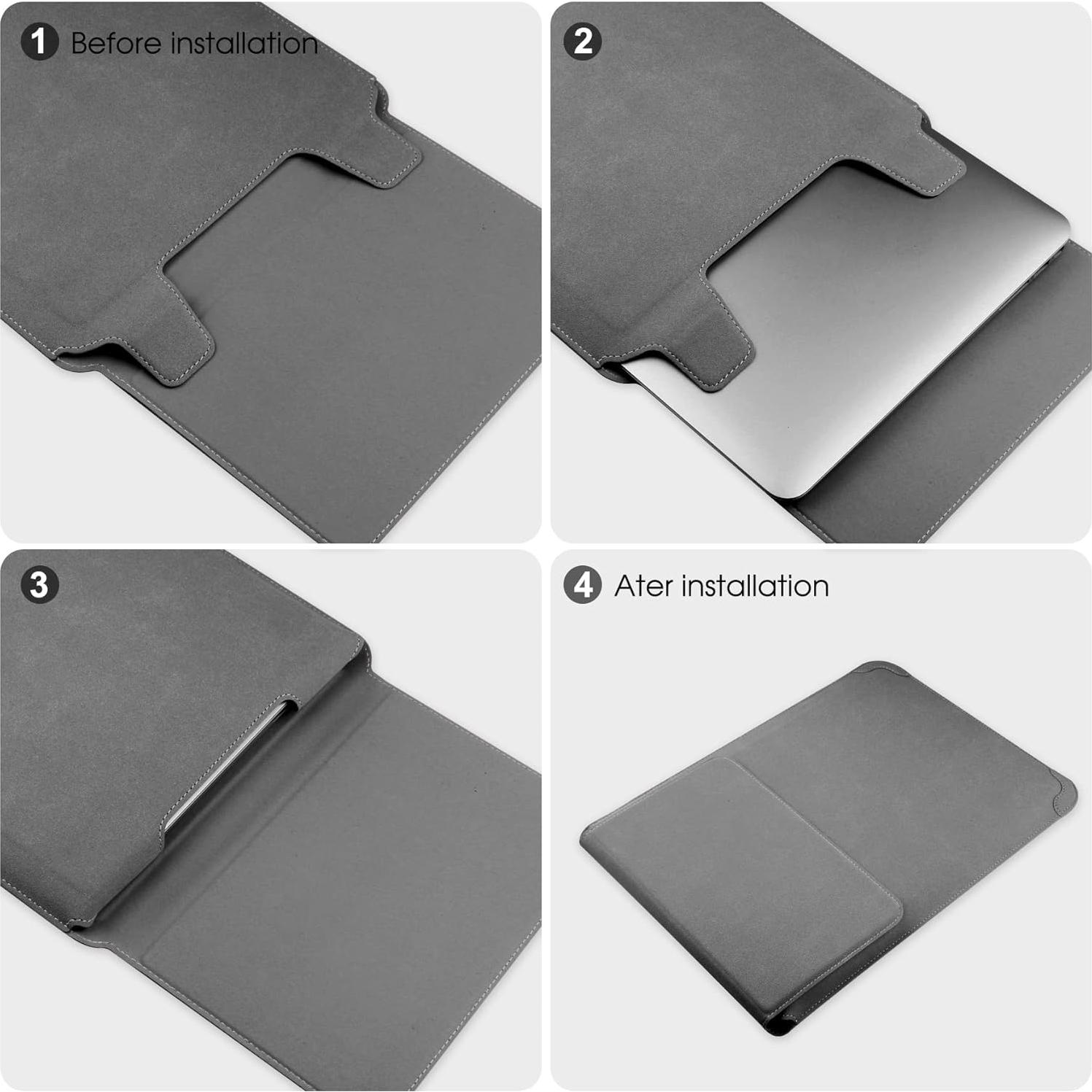 Funda para Laptop 13" HoYiXi Gris - Cuero PU Impermeable