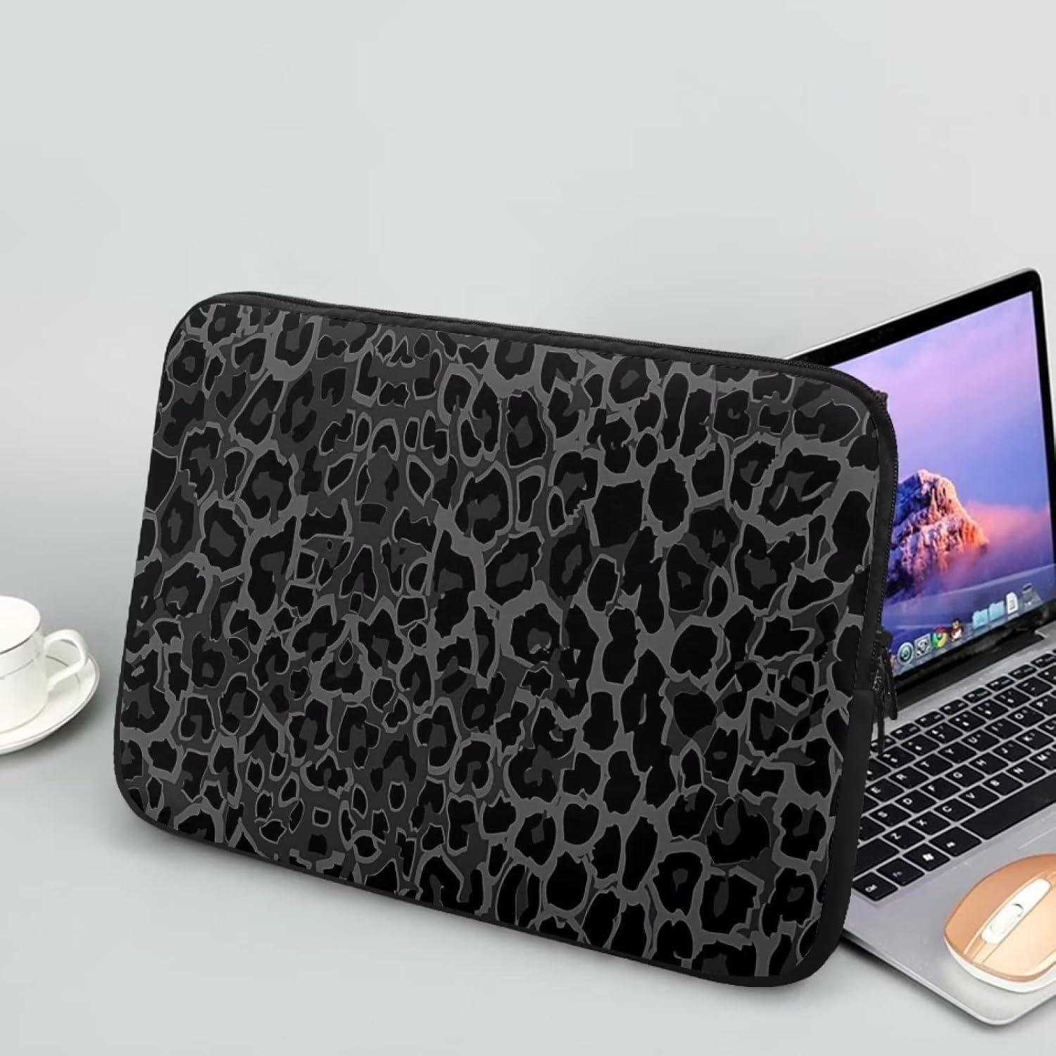 Funda para Laptop 17" Suhoaziia Leopardo Negro Neopreno