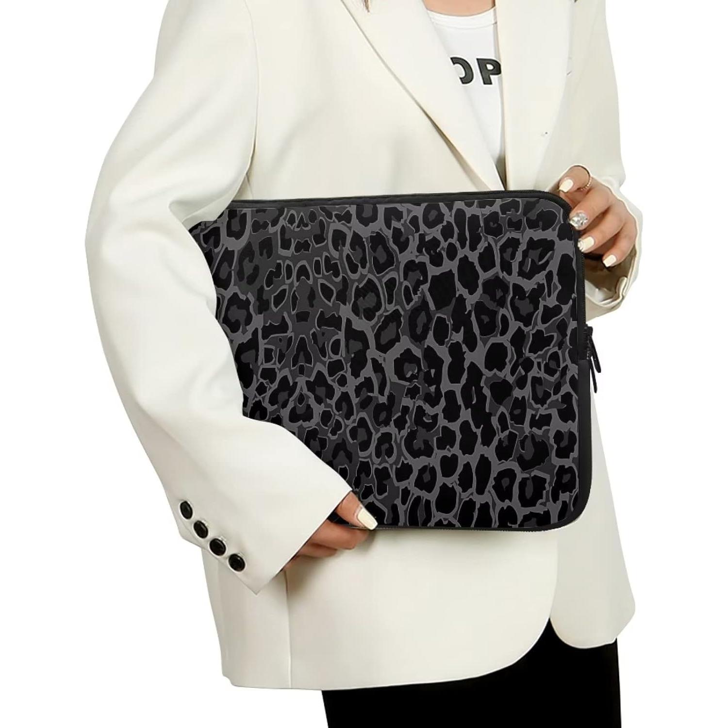 Funda para Laptop 17" Suhoaziia Leopardo Negro Neopreno