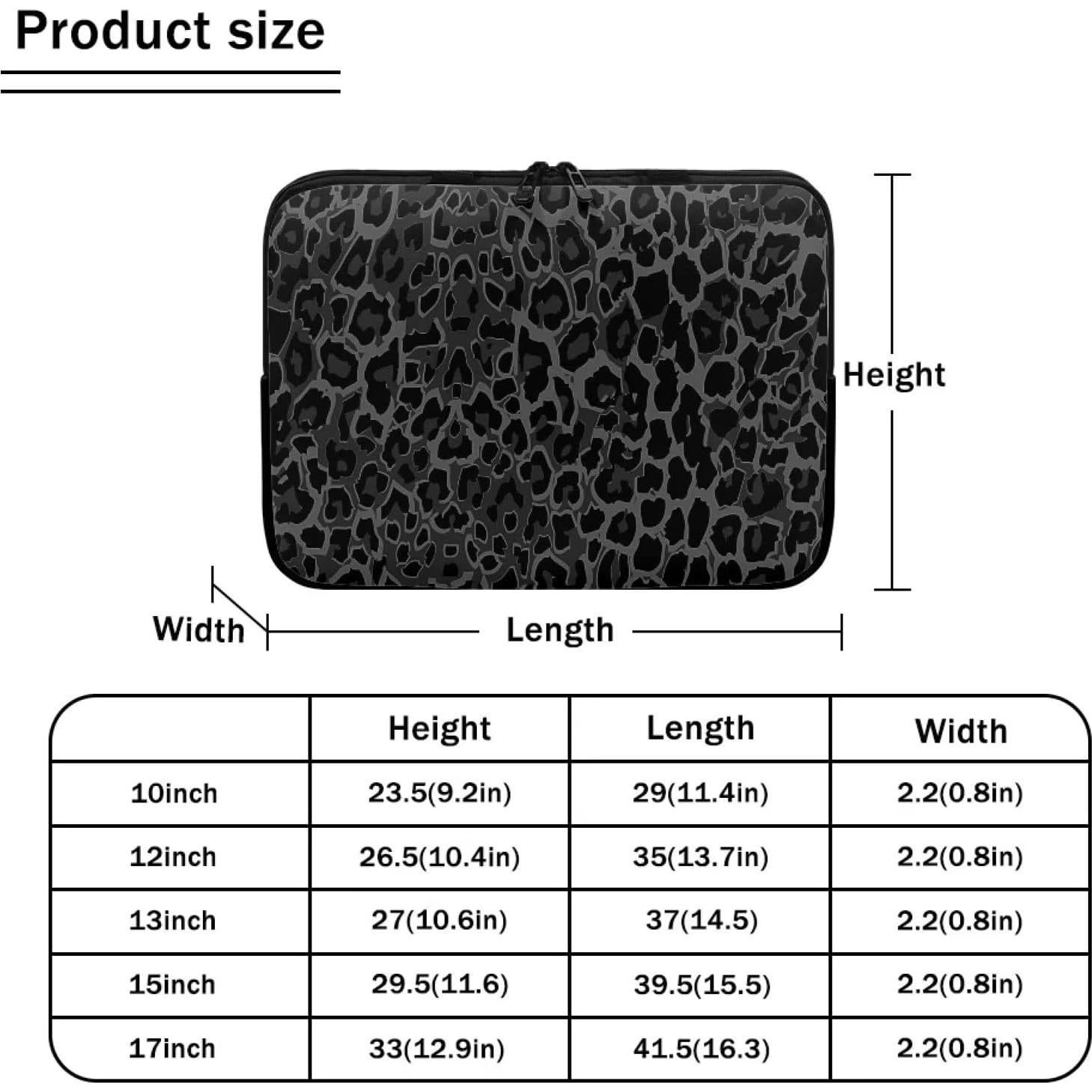 Funda para Laptop 17" Suhoaziia Leopardo Negro Neopreno