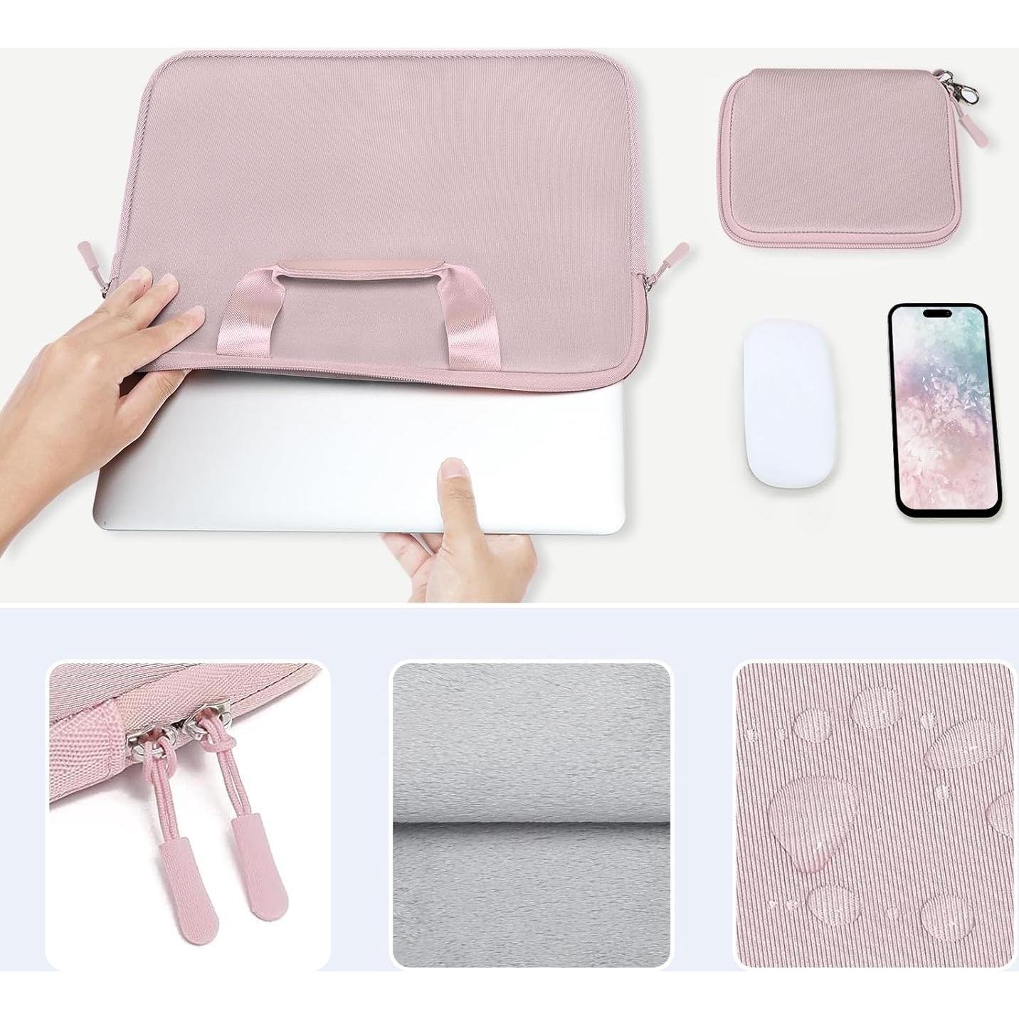 Funda para Laptop MOSISO 13.3" Rosa Neopreno con Asa