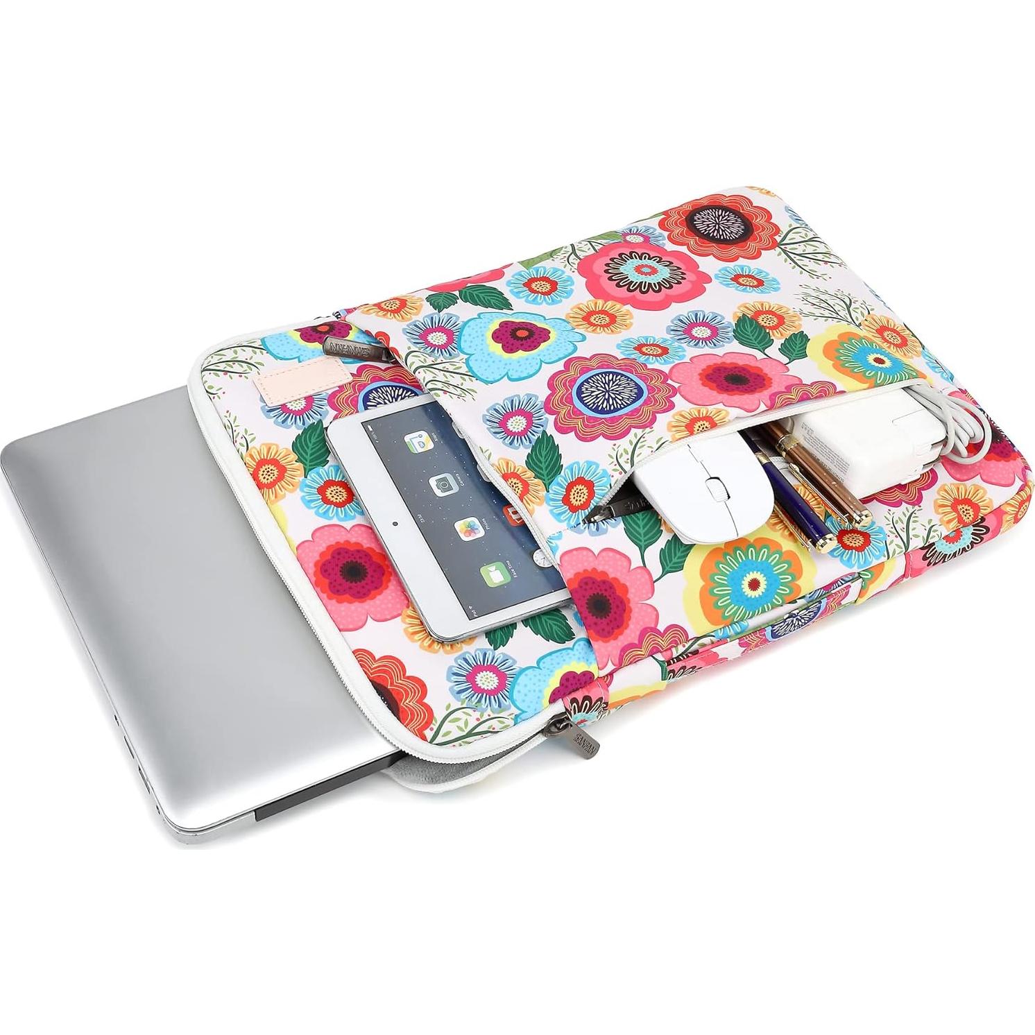 Funda protectora 360° SANFAN para laptop 12.5-13.3" Flores