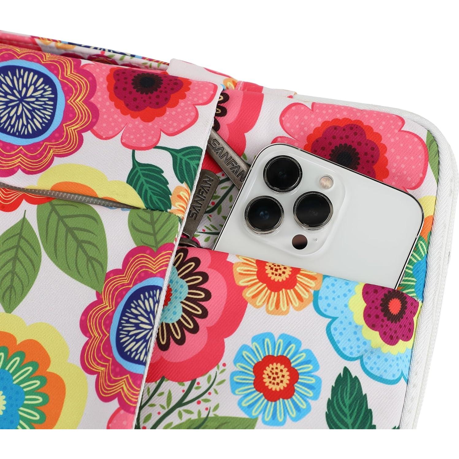 Funda protectora 360° SANFAN para laptop 12.5-13.3" Flores