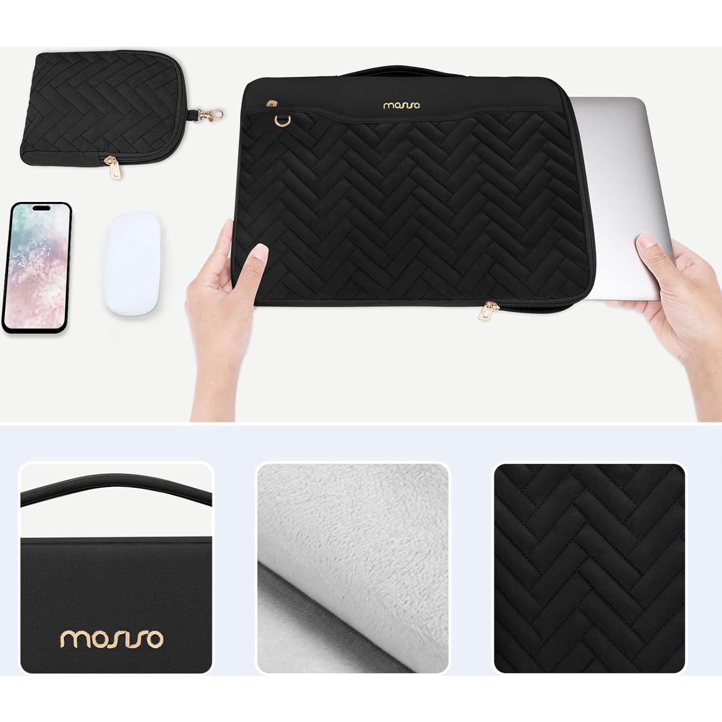 Funda Protectora para Laptop MOSISO 13.3" Negra Acolchada